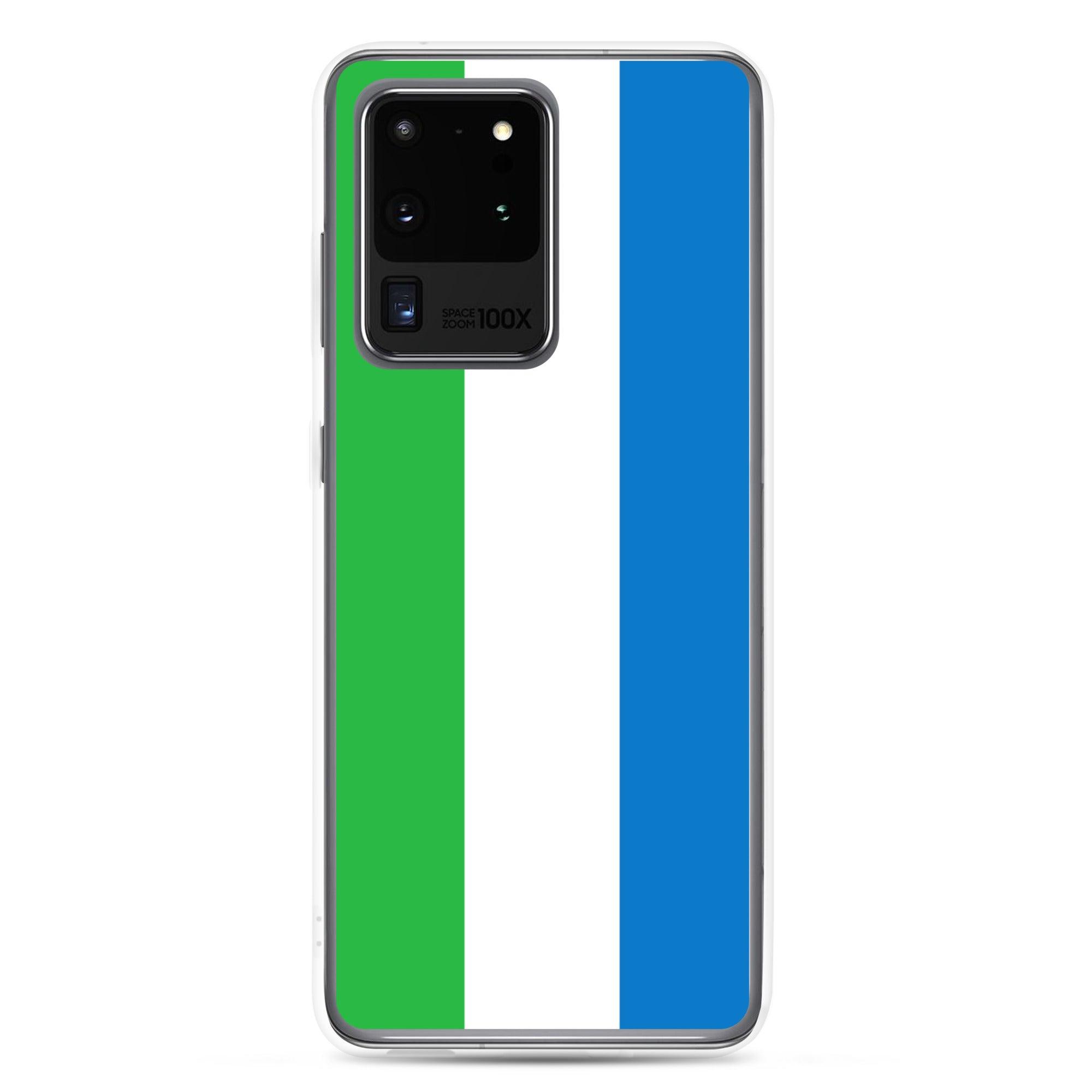 Coque de téléphone avec le drapeau de la Sierra Leone, en TPU, offrant une protection et un design élégant.