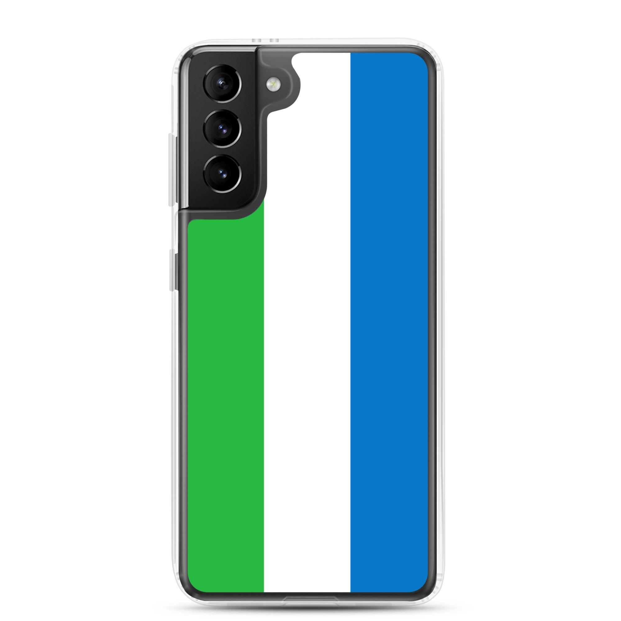 Coque de téléphone avec le drapeau de la Sierra Leone, en TPU, offrant une protection et un design élégant.