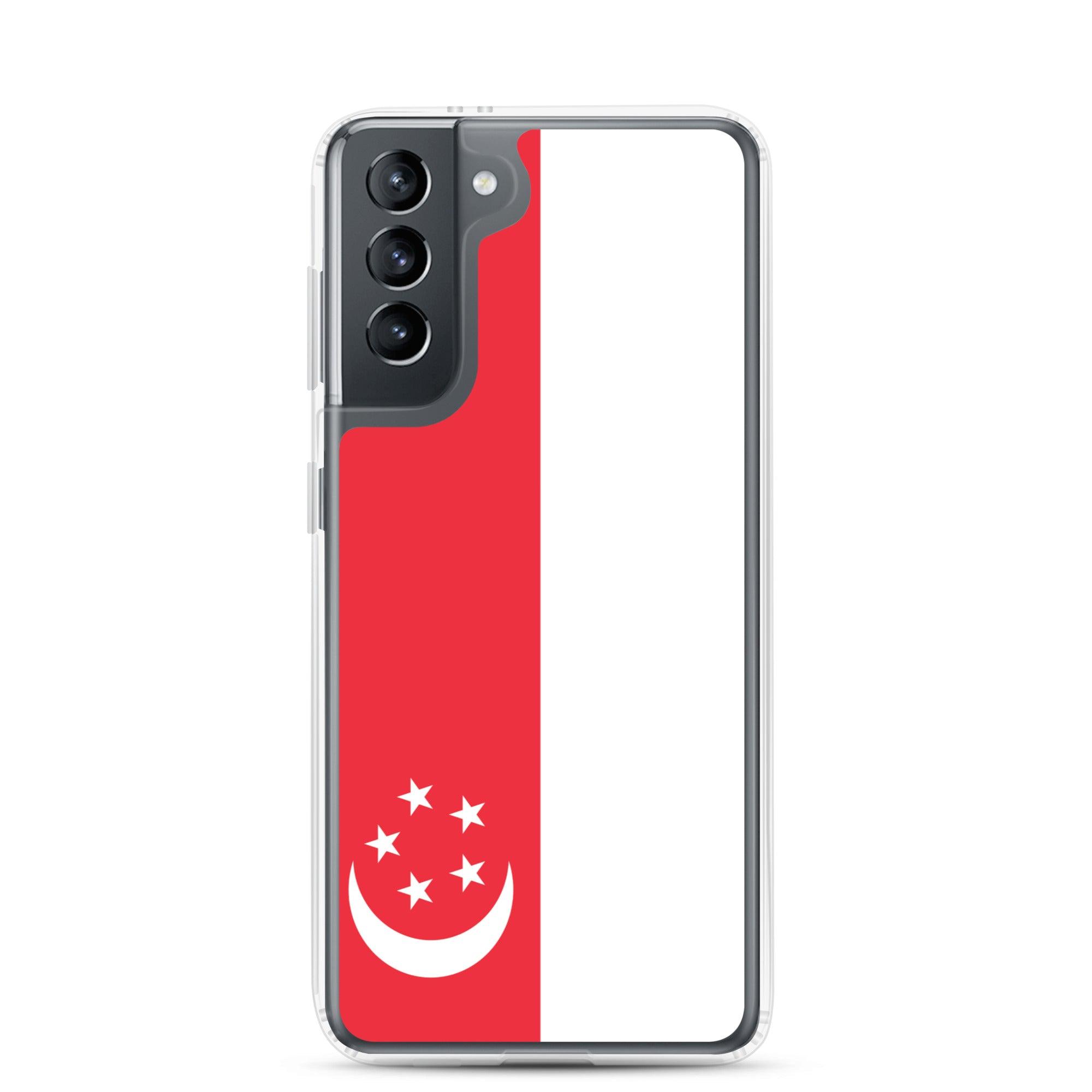 Coque de téléphone avec le drapeau de Singapour, en TPU flexible, offrant une protection élégante et durable.