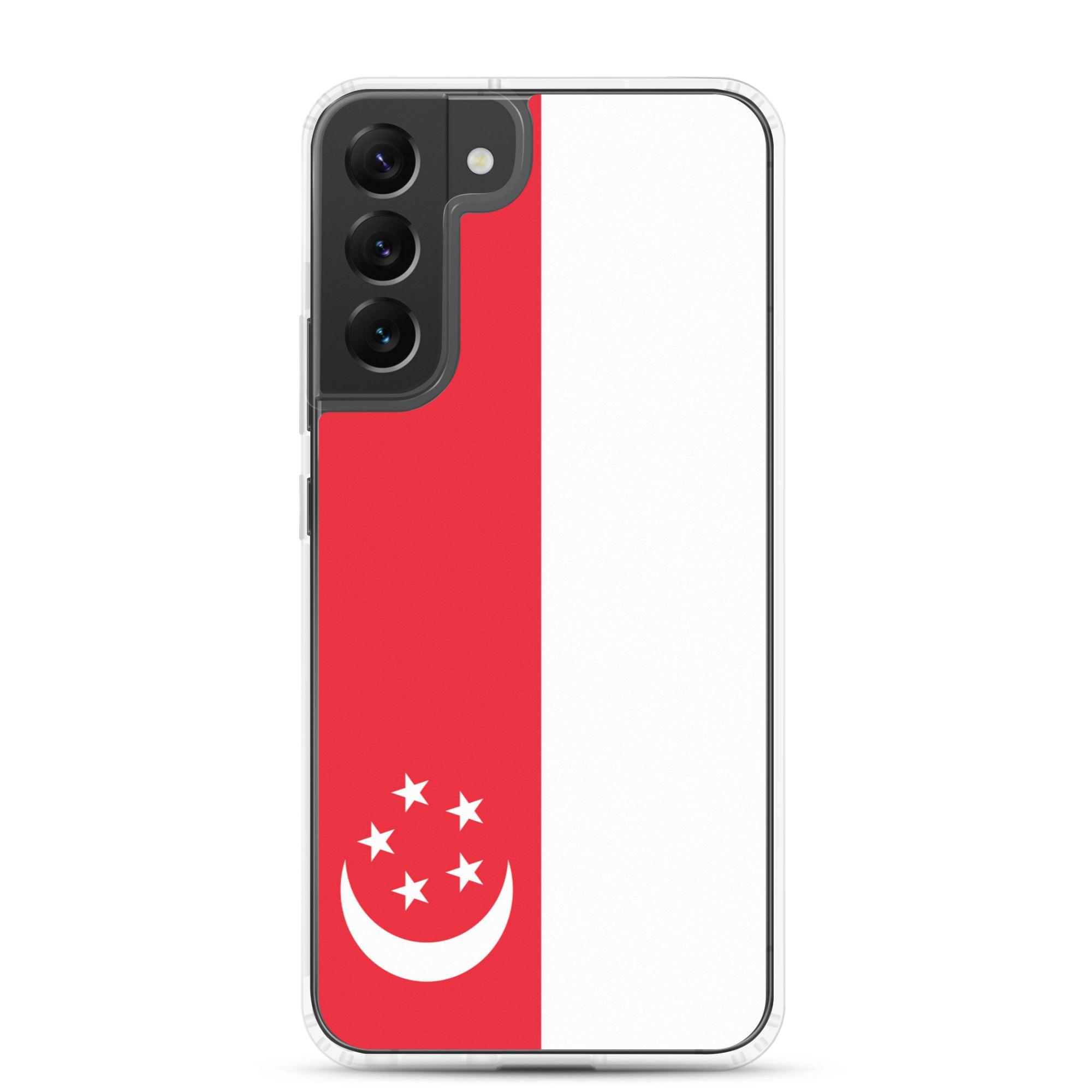 Coque de téléphone avec le drapeau de Singapour, en TPU flexible, offrant une protection élégante et durable.