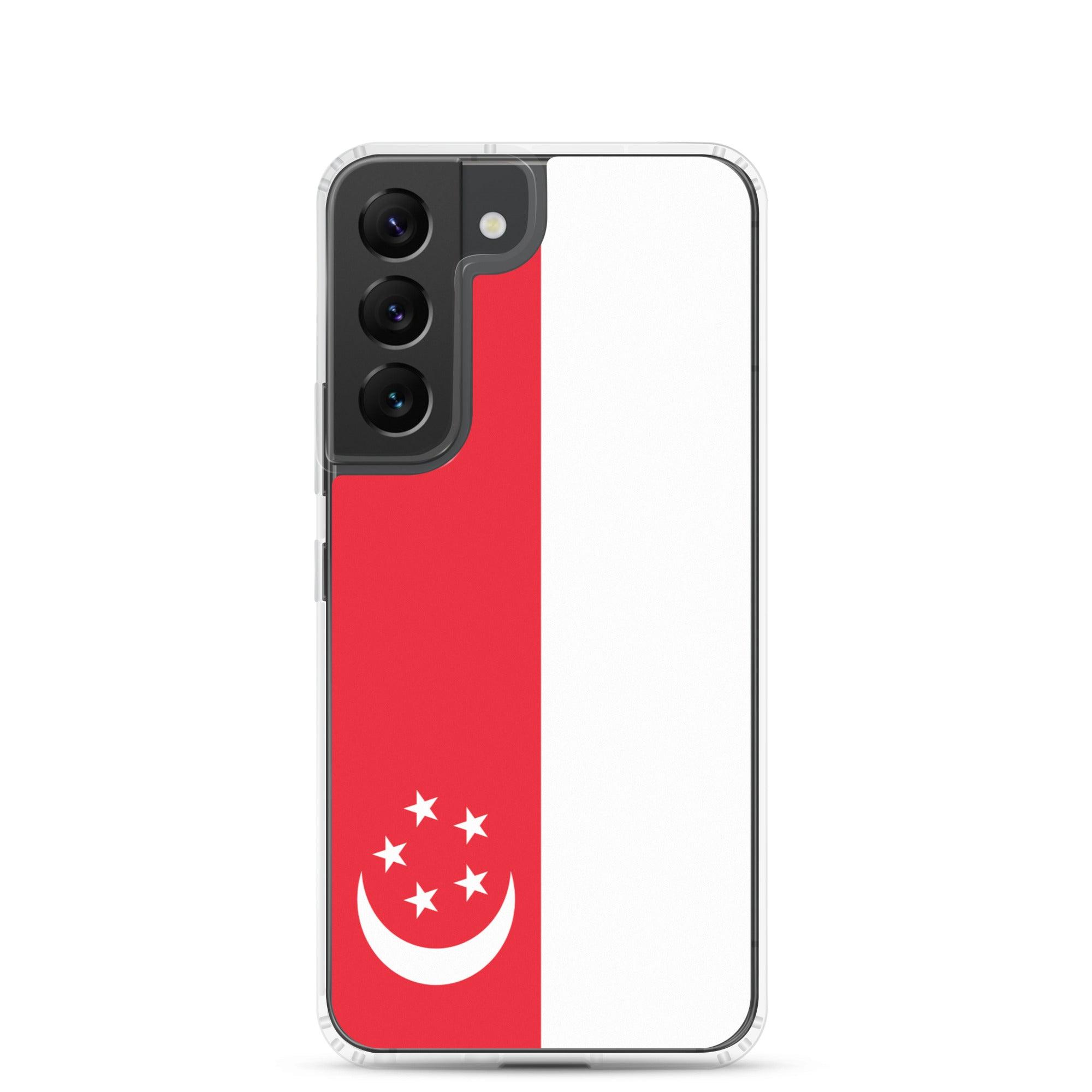 Coque de téléphone avec le drapeau de Singapour, en TPU flexible, offrant une protection élégante et durable.