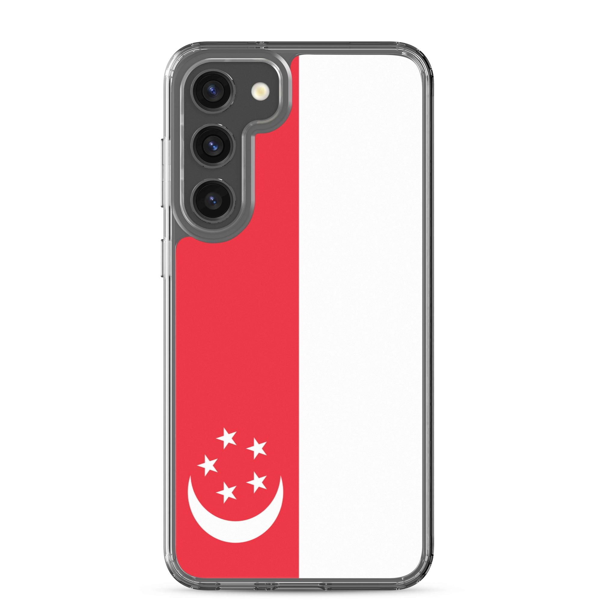Coque de téléphone avec le drapeau de Singapour, en TPU flexible, offrant une protection élégante et durable.