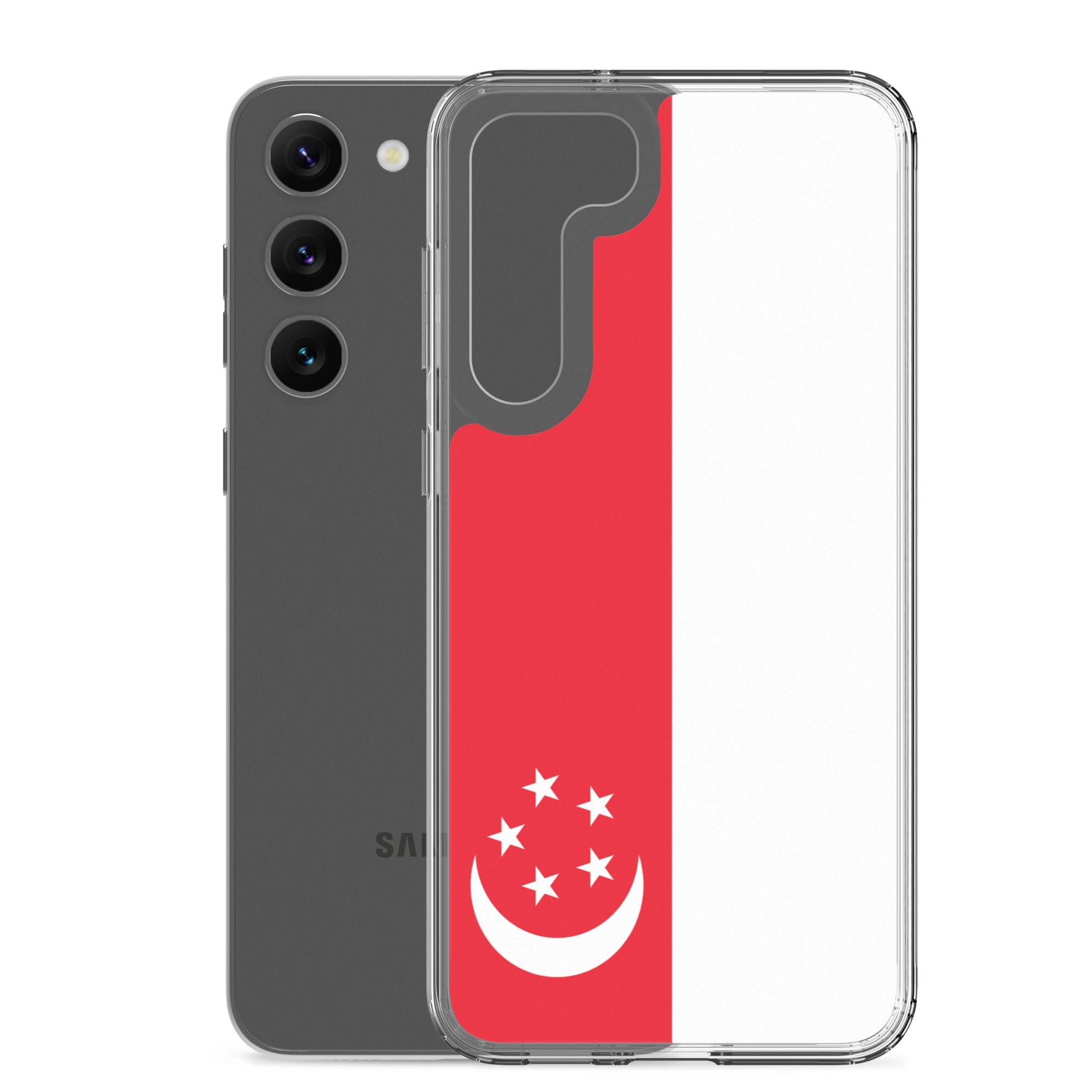 Coque de téléphone avec le drapeau de Singapour, en TPU flexible, offrant une protection élégante et durable.