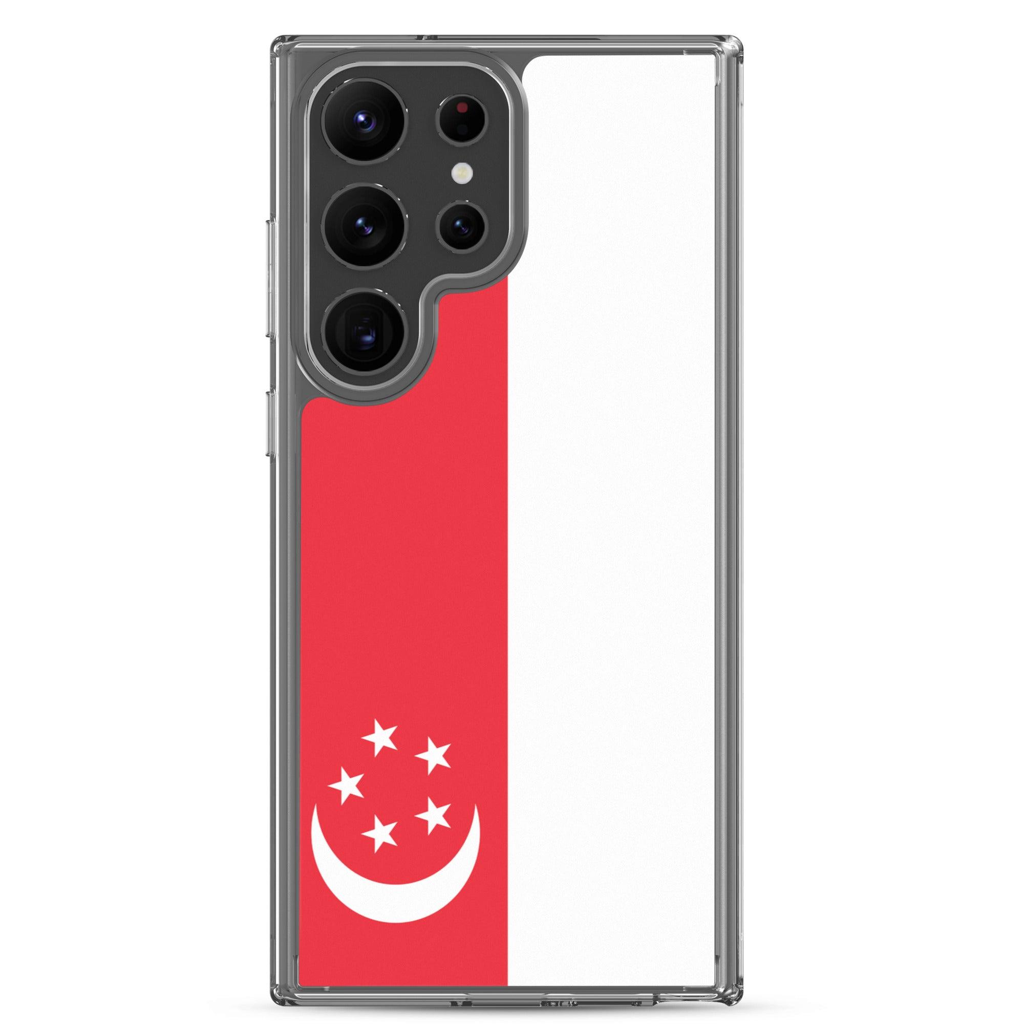 Coque de téléphone avec le drapeau de Singapour, en TPU flexible, offrant une protection élégante et durable.