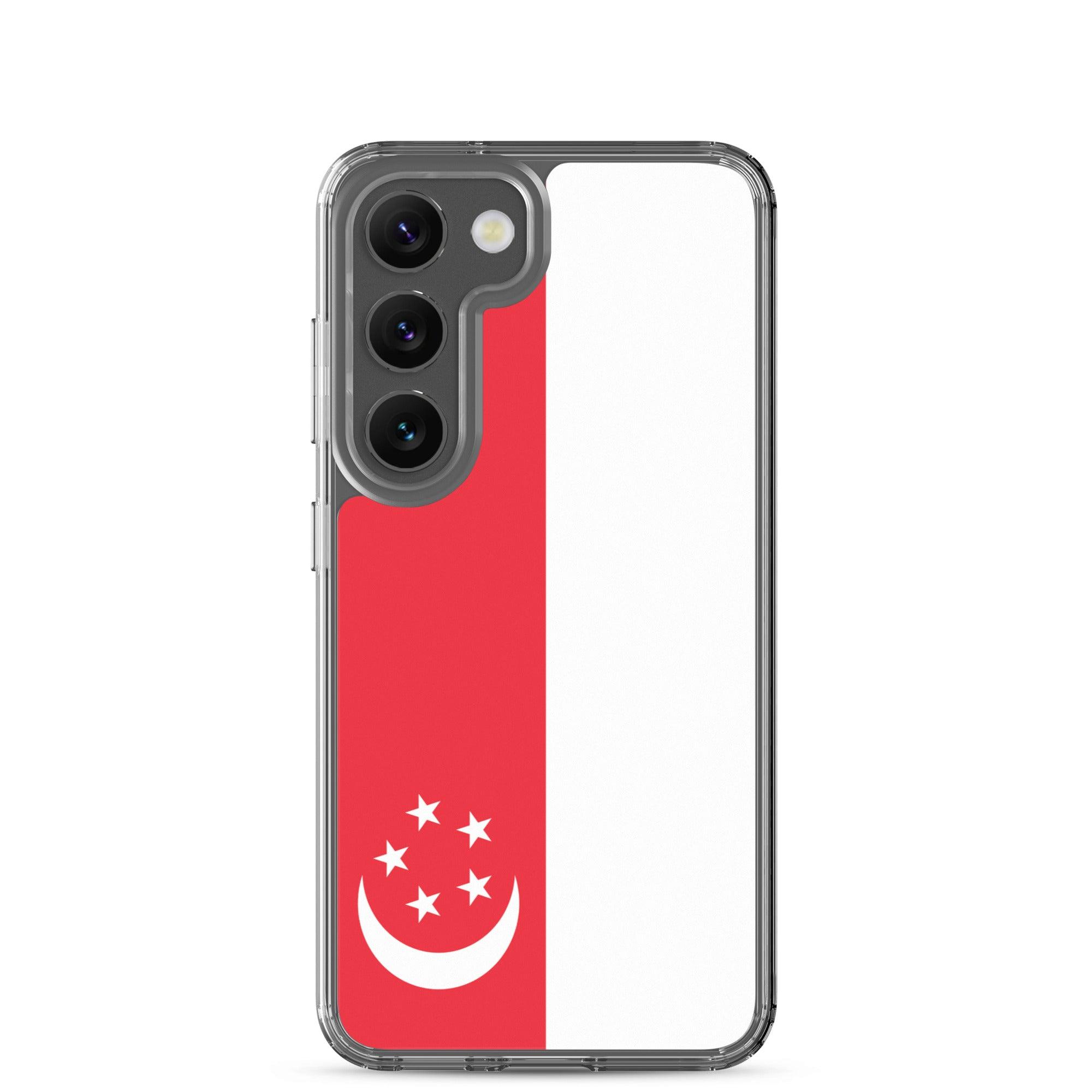 Coque de téléphone avec le drapeau de Singapour, en TPU flexible, offrant une protection élégante et durable.