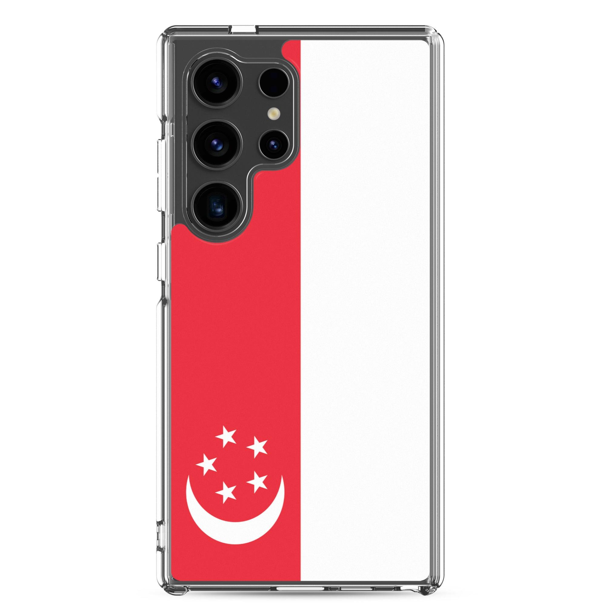 Coque de téléphone avec le drapeau de Singapour, en TPU flexible, offrant une protection élégante et durable.