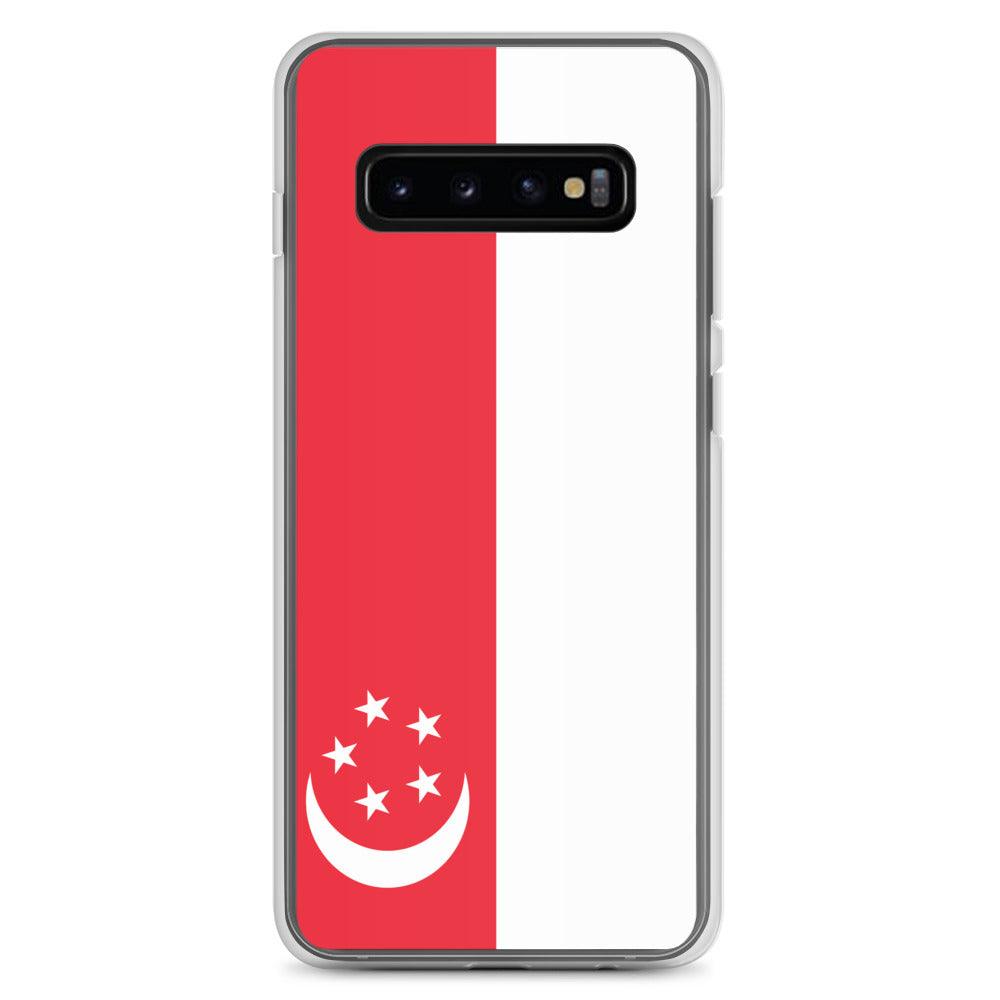 Coque de téléphone avec le drapeau de Singapour, en TPU flexible, offrant une protection élégante et durable.