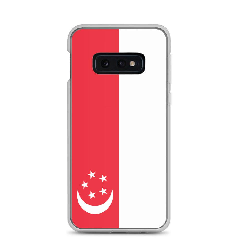 Coque de téléphone avec le drapeau de Singapour, en TPU flexible, offrant une protection élégante et durable.