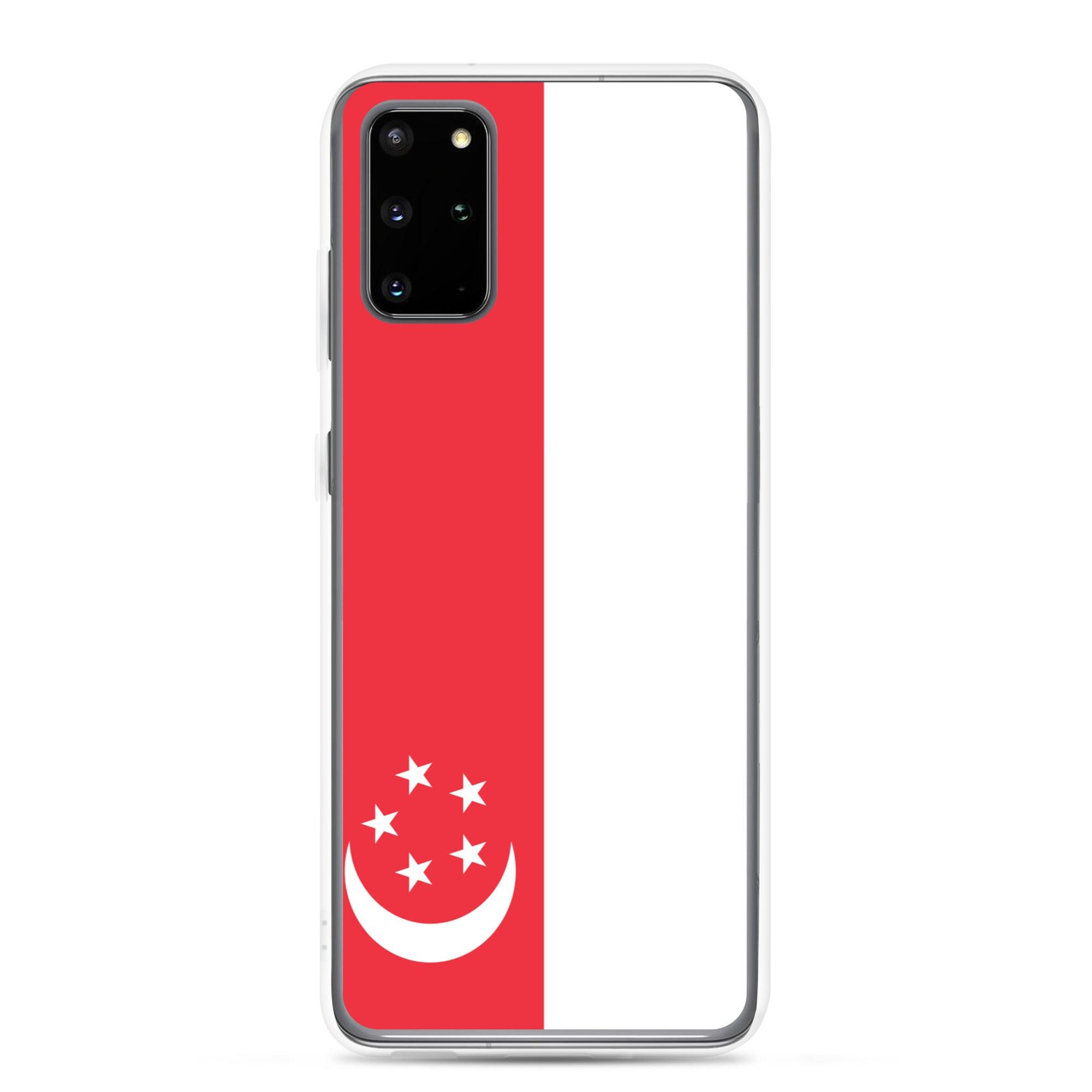Coque de téléphone avec le drapeau de Singapour, en TPU flexible, offrant une protection élégante et durable.