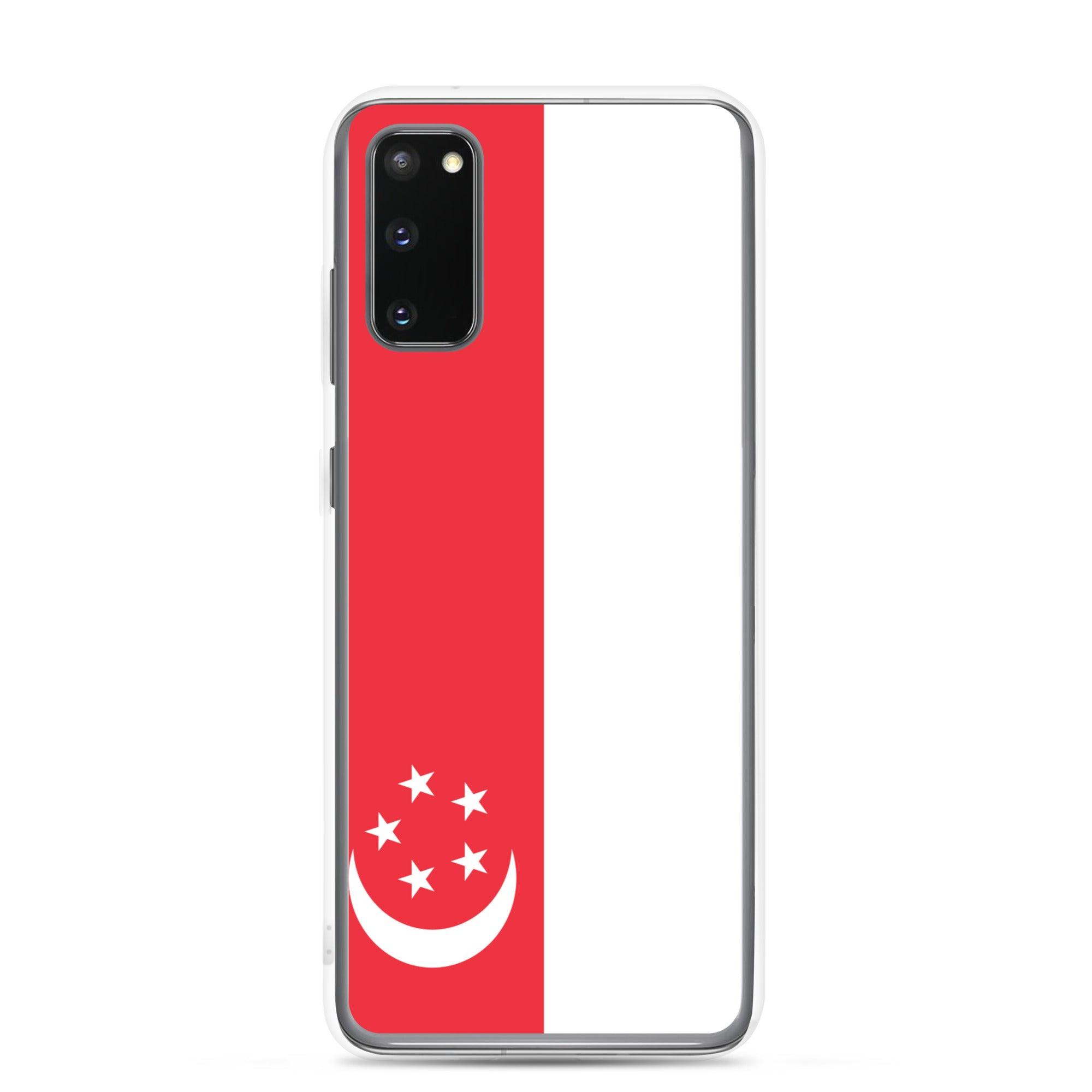 Coque de téléphone avec le drapeau de Singapour, en TPU flexible, offrant une protection élégante et durable.