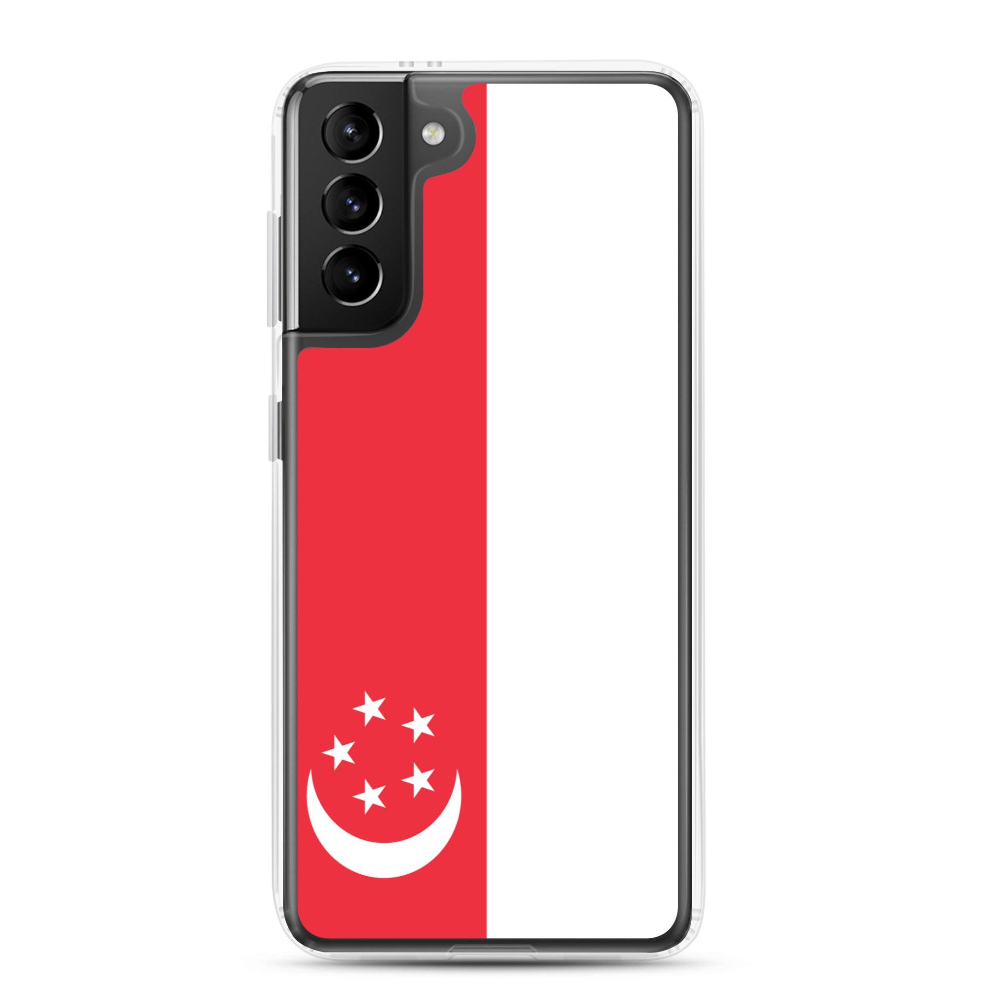 Coque de téléphone avec le drapeau de Singapour, en TPU flexible, offrant une protection élégante et durable.