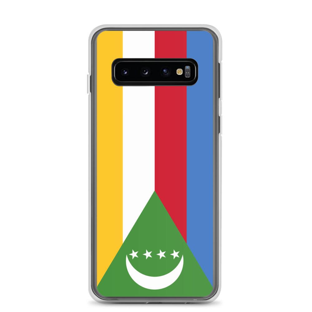 Coque de téléphone avec le drapeau des Comores, en TPU flexible, offrant une protection élégante et durable.