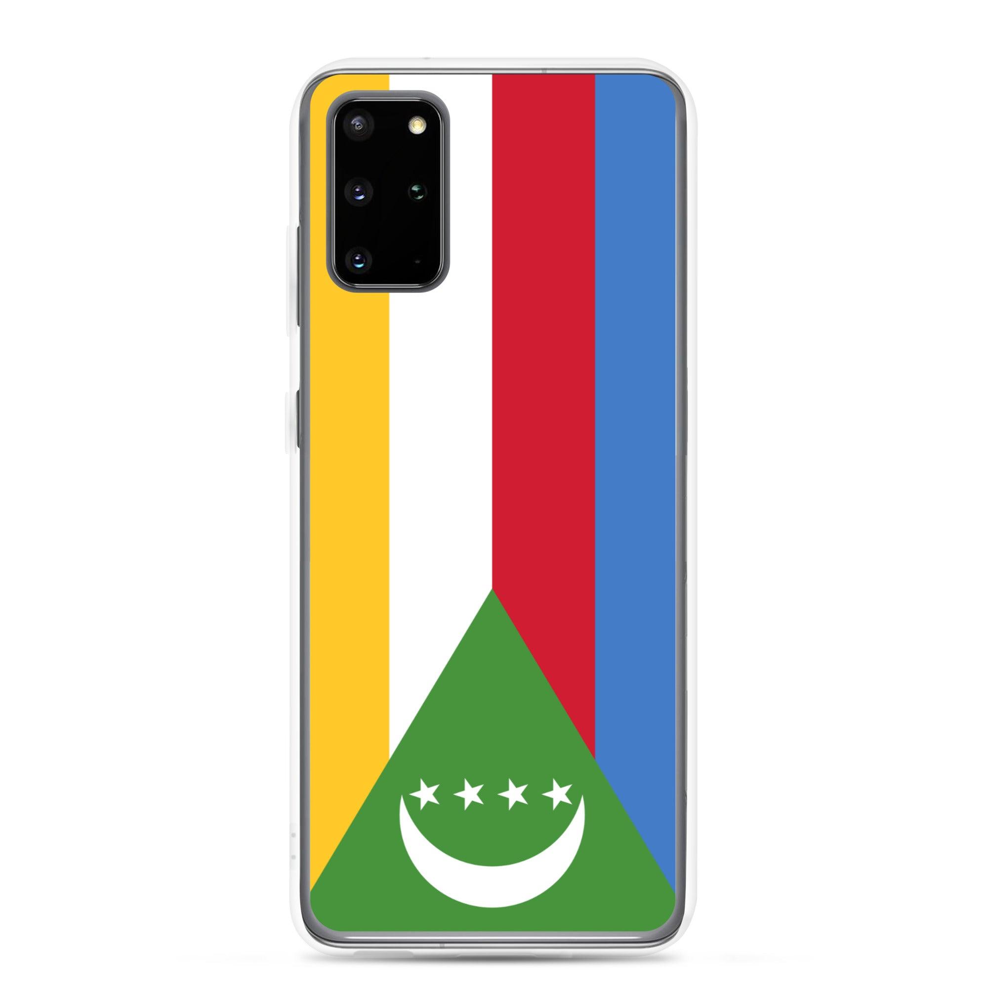 Coque de téléphone avec le drapeau des Comores, en TPU flexible, offrant une protection élégante et durable.