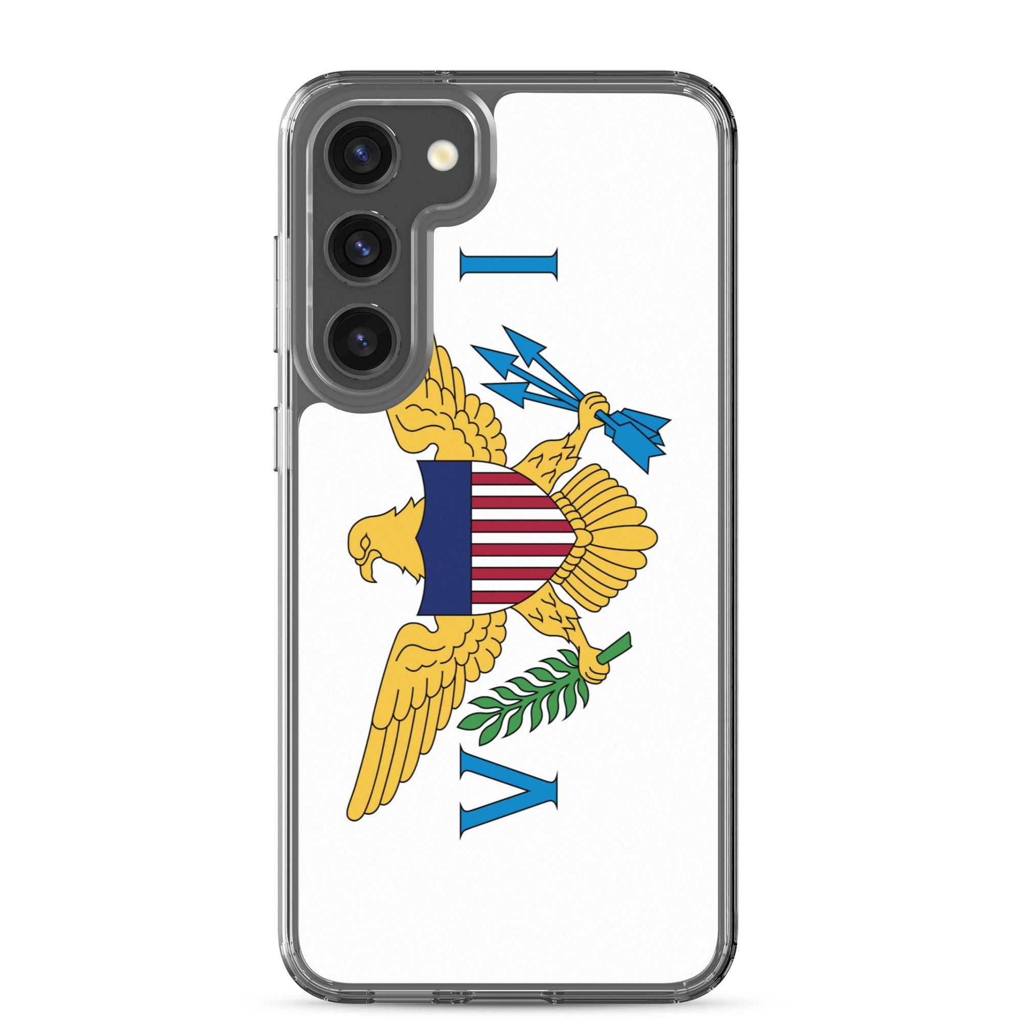 Coque de téléphone avec le drapeau des Îles Vierges des États-Unis, en TPU flexible, offrant une protection élégante et durable.