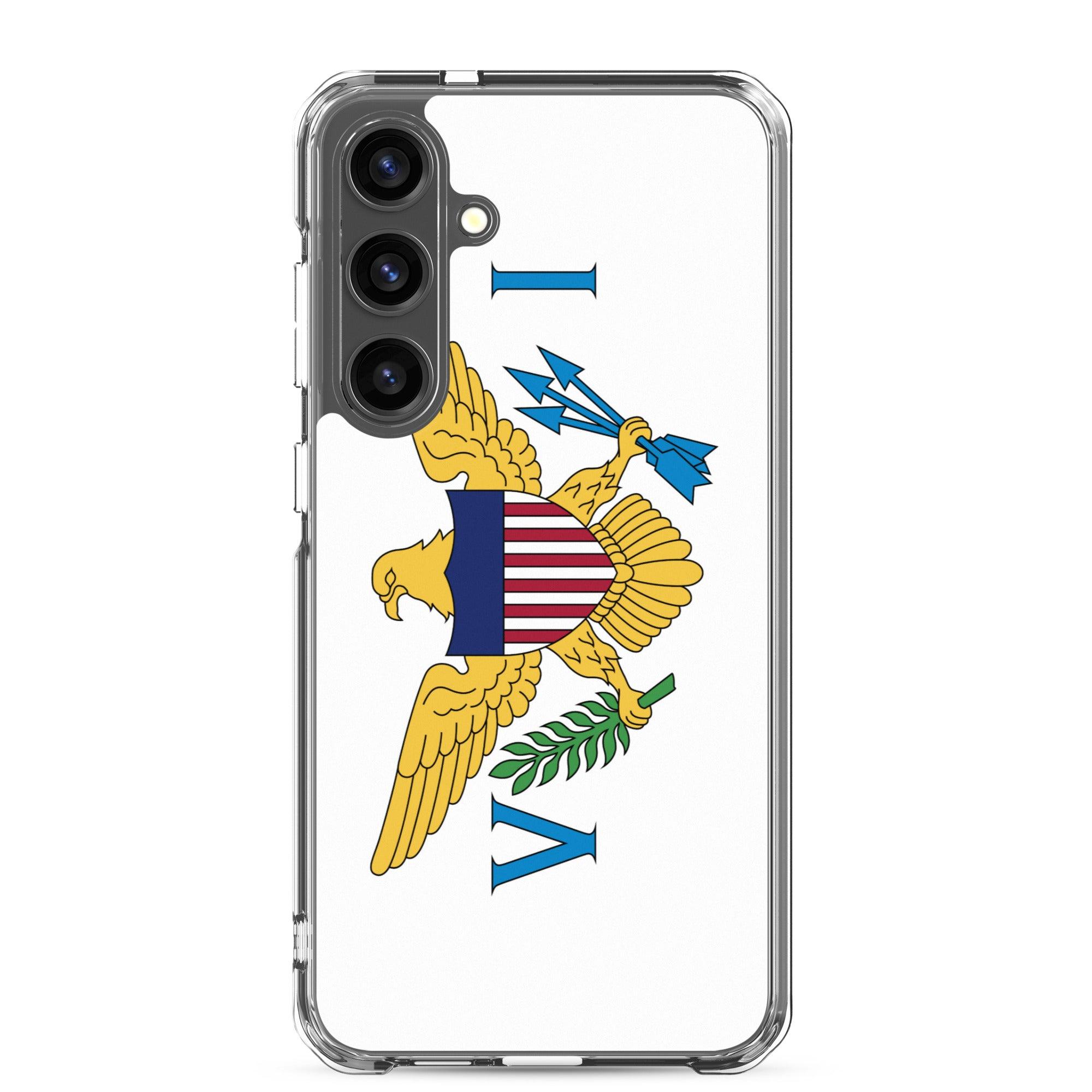 Coque de téléphone avec le drapeau des Îles Vierges des États-Unis, en TPU flexible, offrant une protection élégante et durable.