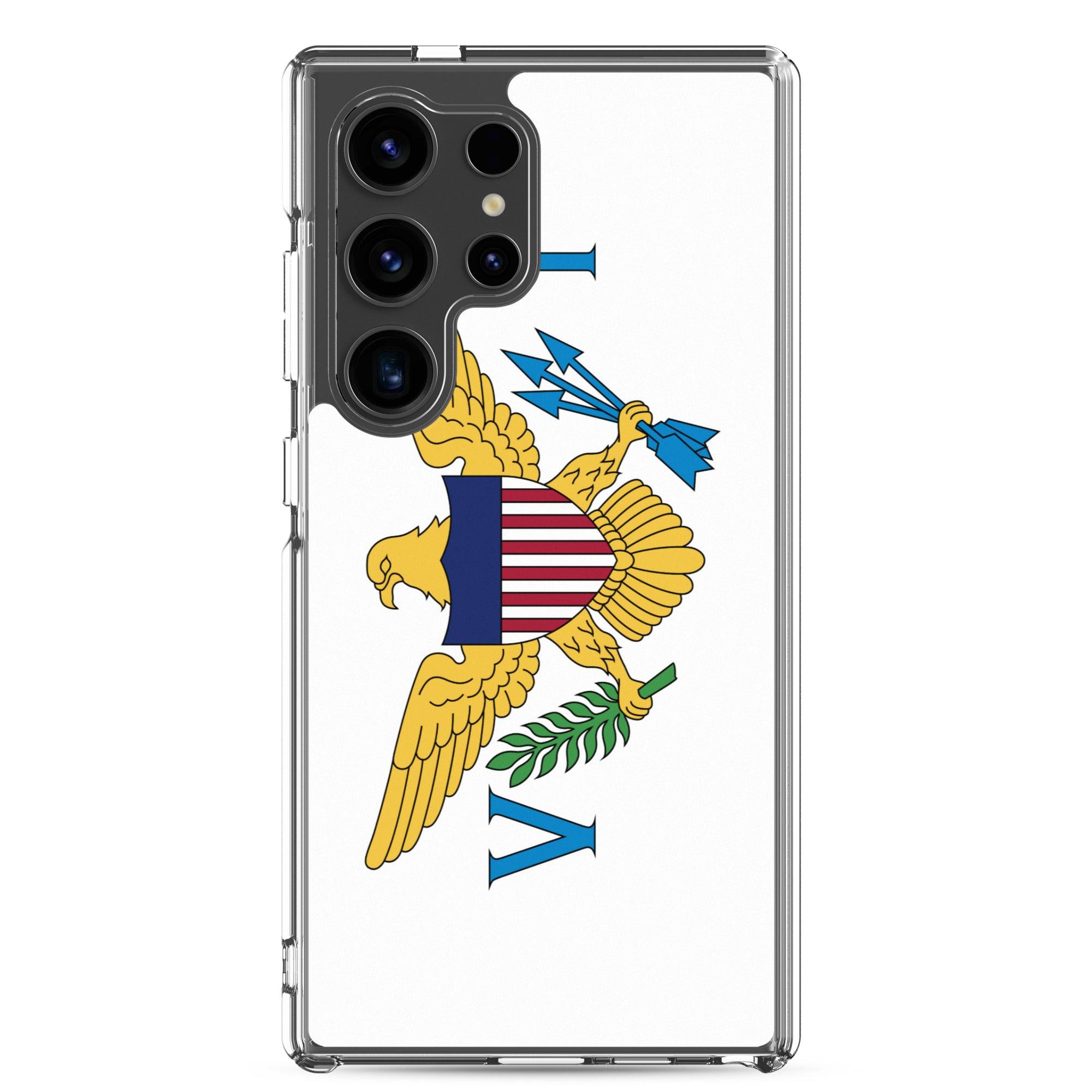 Coque de téléphone avec le drapeau des Îles Vierges des États-Unis, en TPU flexible, offrant une protection élégante et durable.