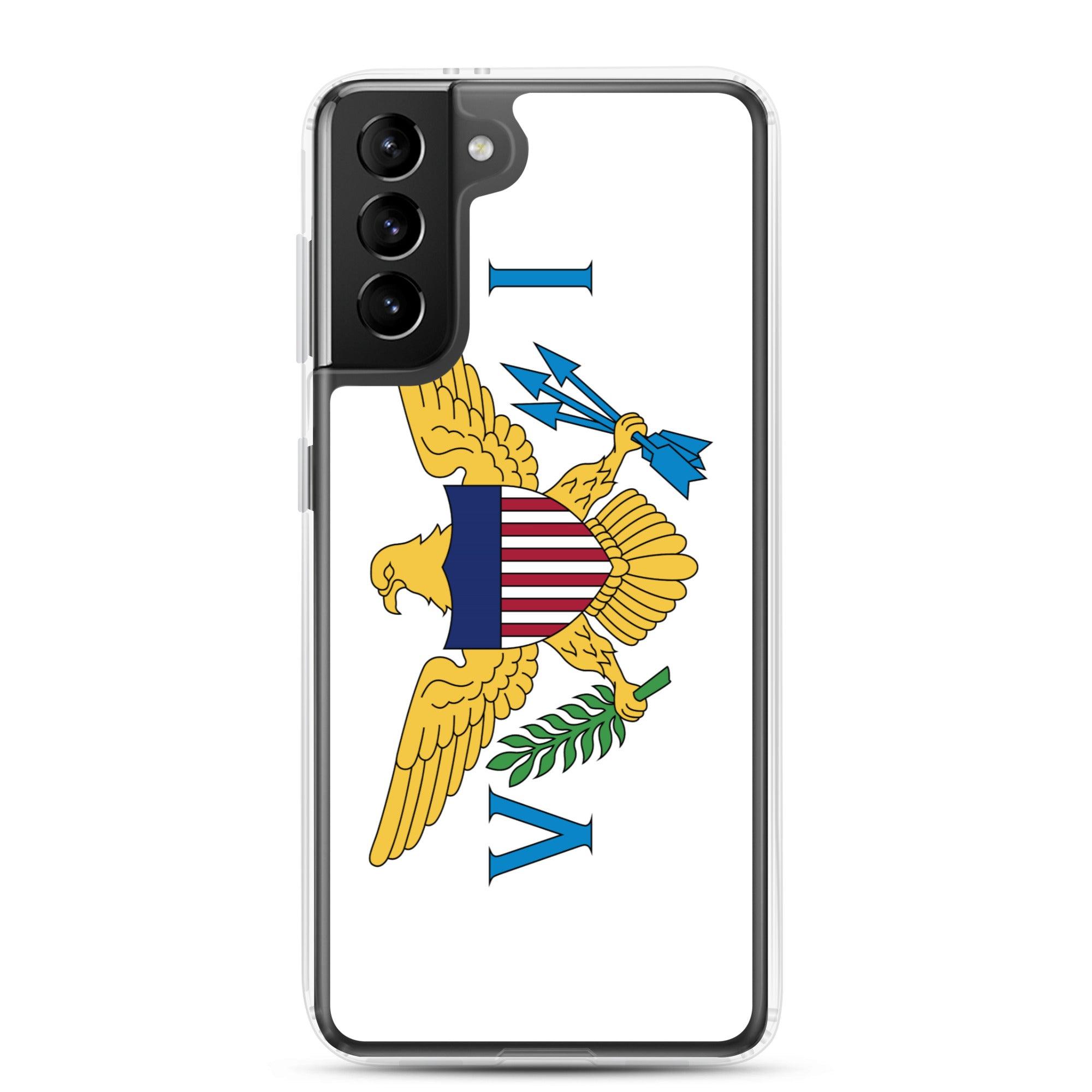 Coque de téléphone avec le drapeau des Îles Vierges des États-Unis, en TPU flexible, offrant une protection élégante et durable.