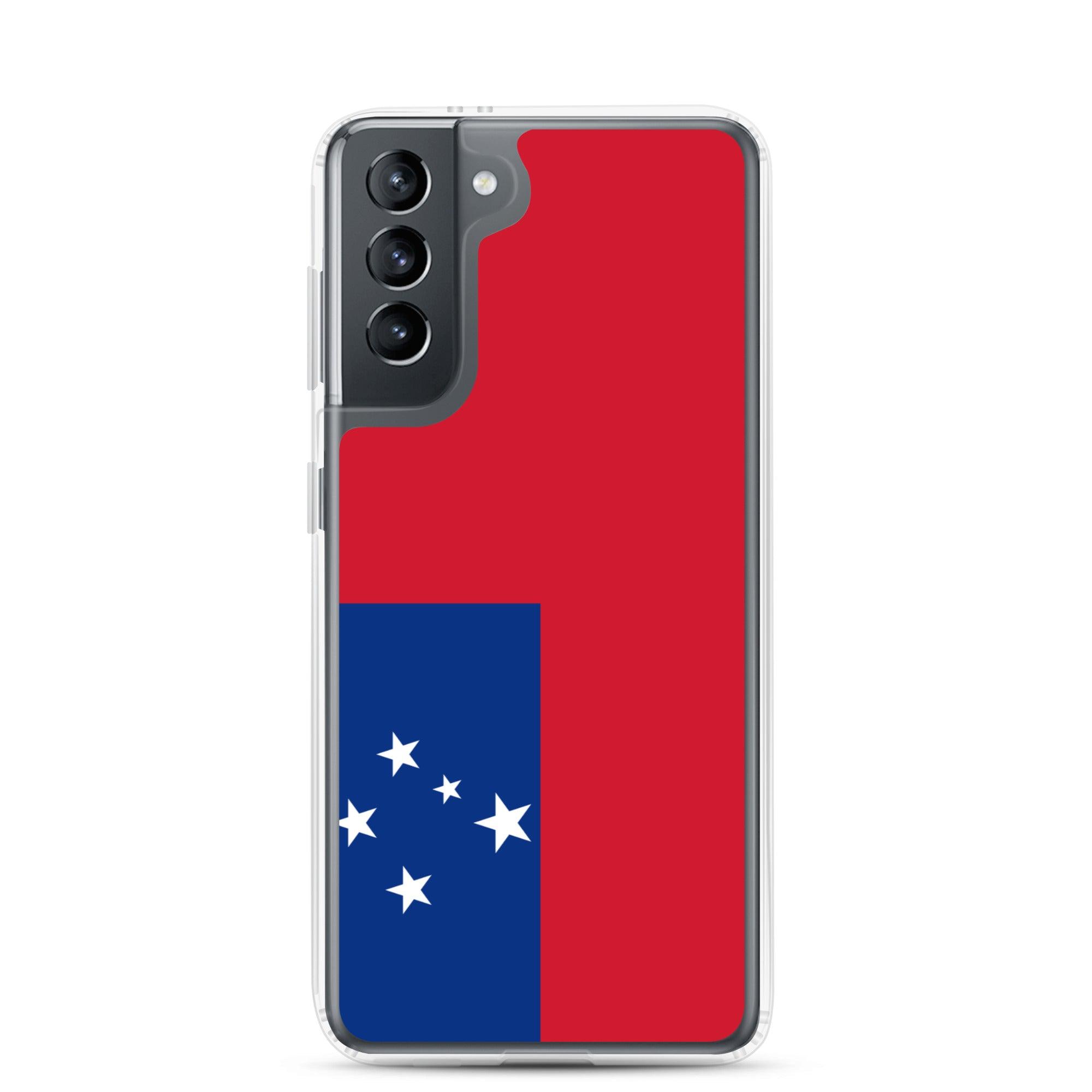 Coque de téléphone avec le design du drapeau des Samoa, en TPU flexible et durable, offrant une protection complète.