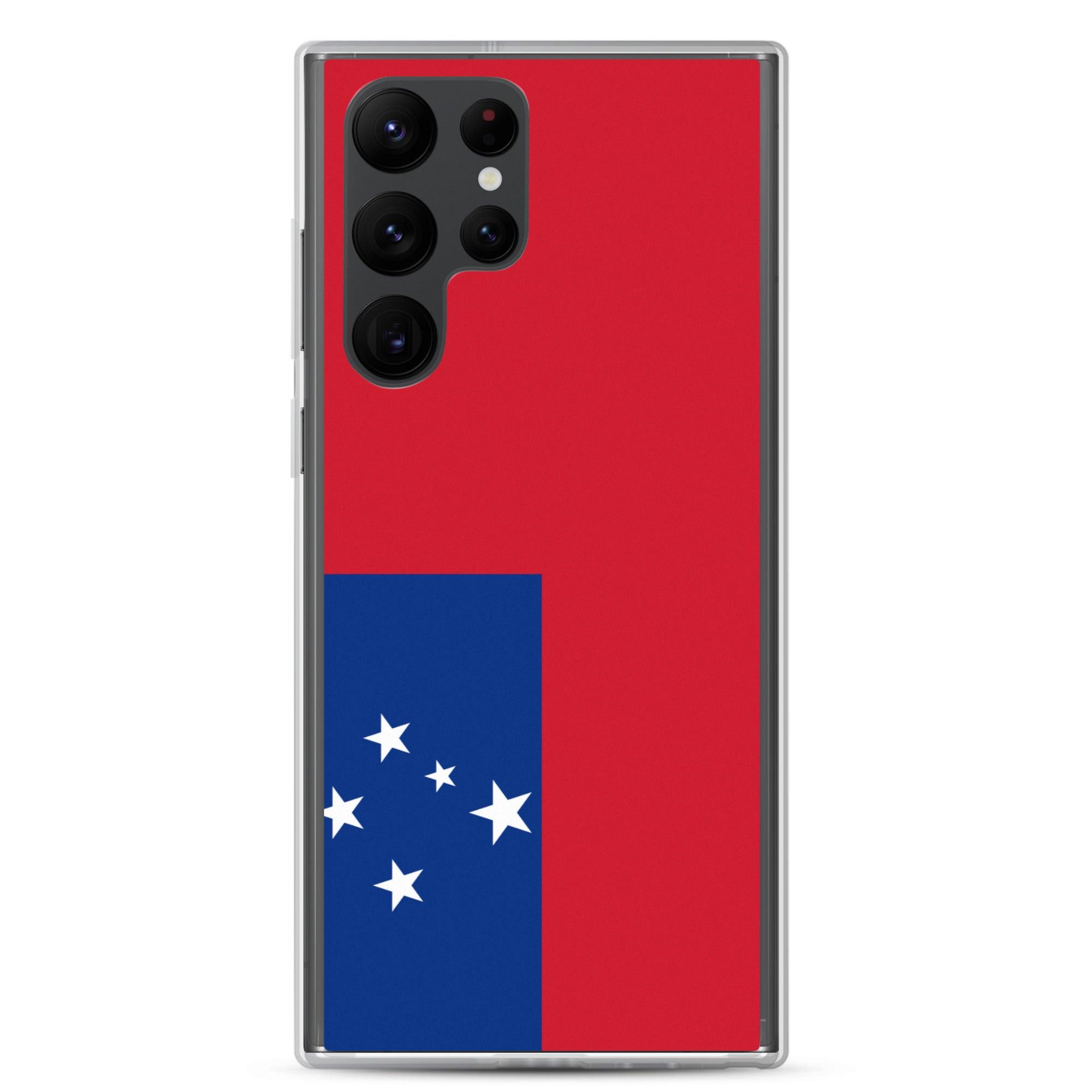 Coque de téléphone avec le design du drapeau des Samoa, en TPU flexible et durable, offrant une protection complète.