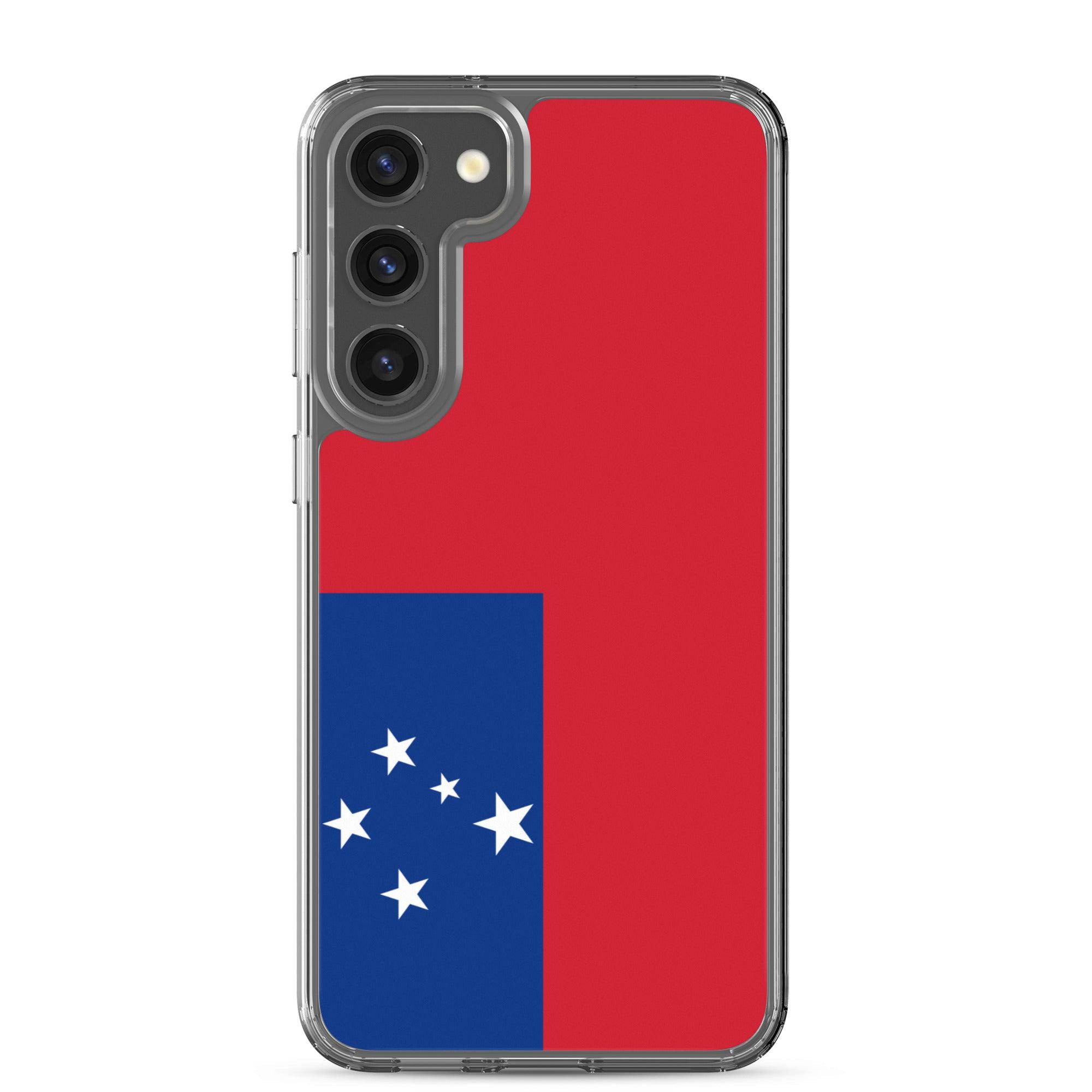 Coque de téléphone avec le design du drapeau des Samoa, en TPU flexible et durable, offrant une protection complète.