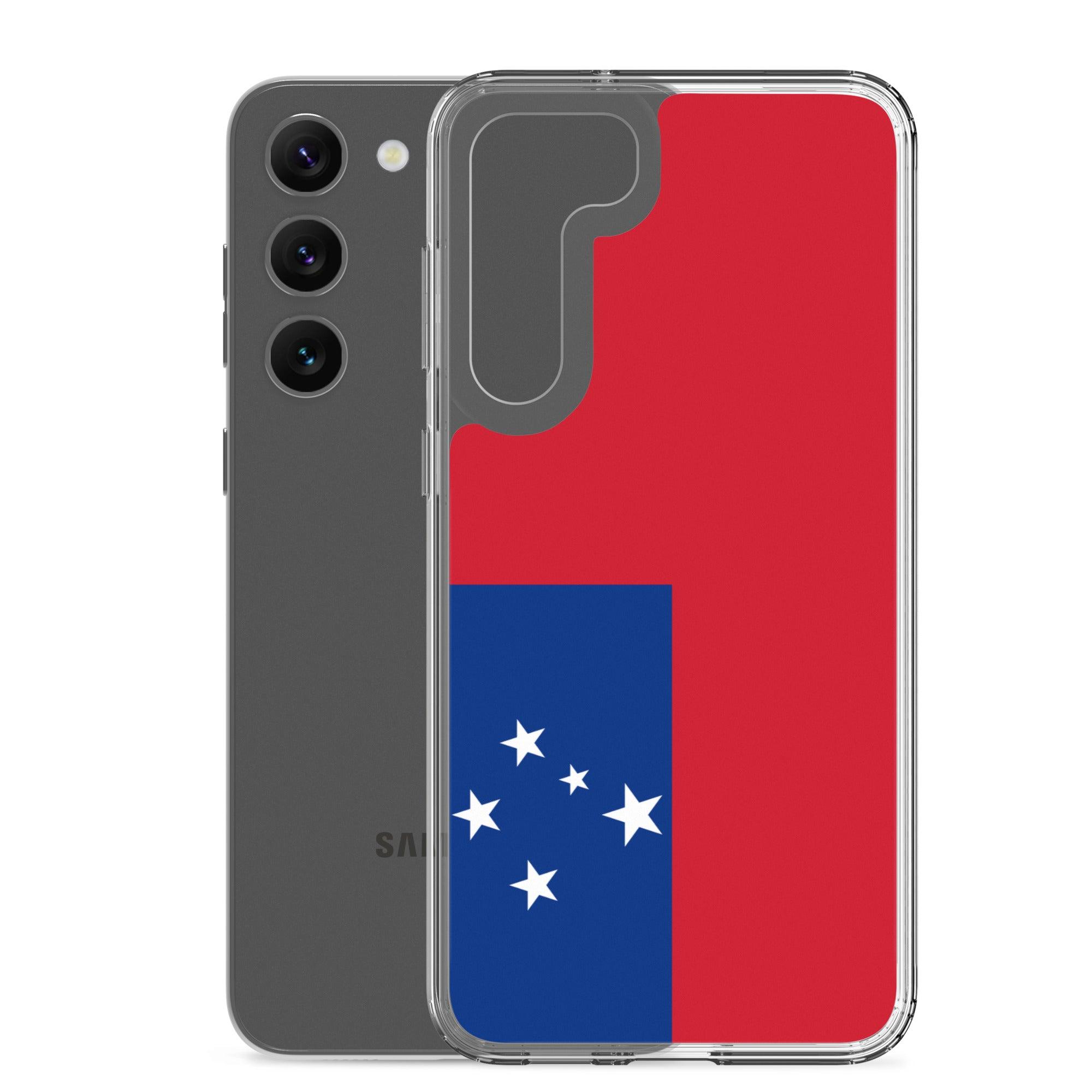 Coque de téléphone avec le design du drapeau des Samoa, en TPU flexible et durable, offrant une protection complète.