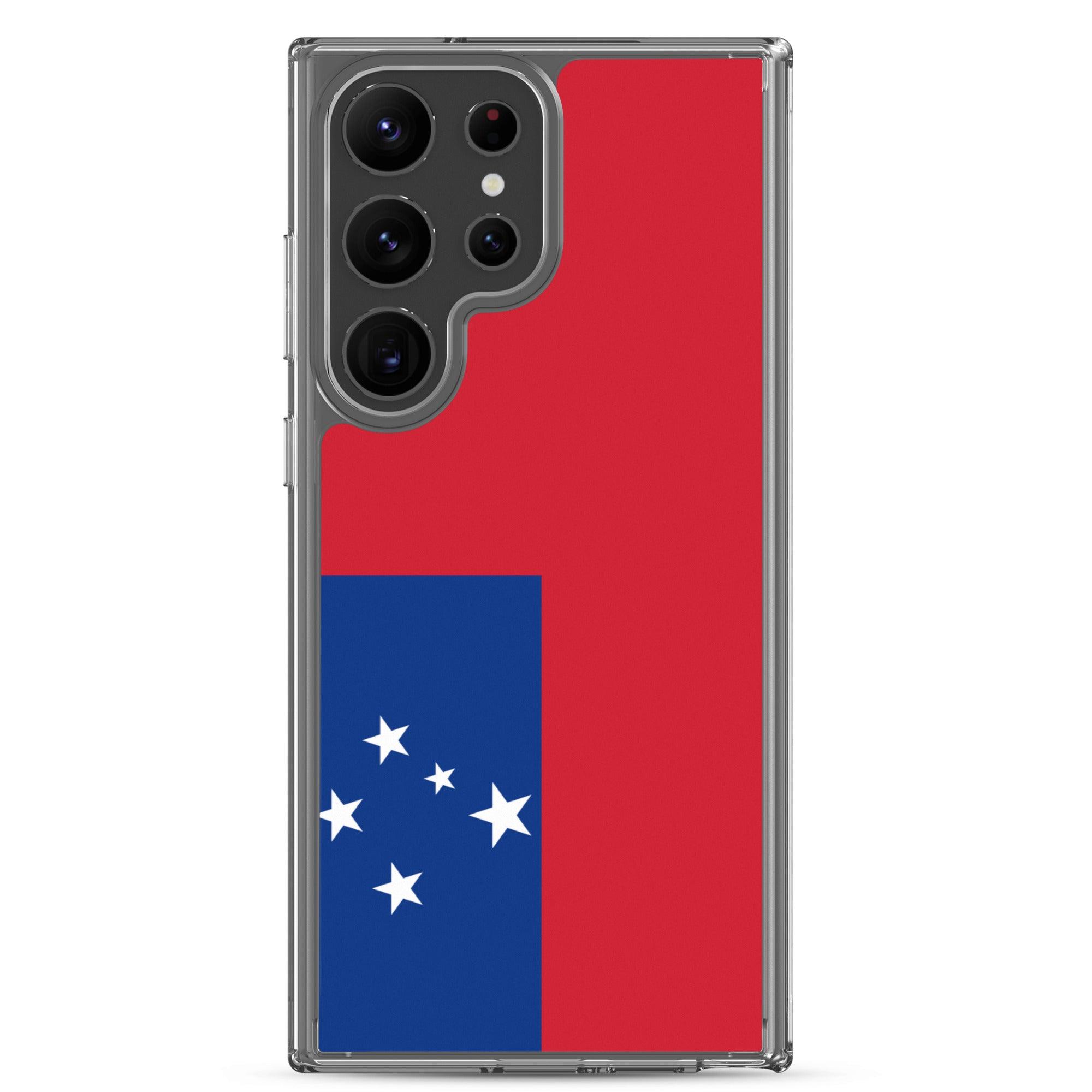 Coque de téléphone avec le design du drapeau des Samoa, en TPU flexible et durable, offrant une protection complète.