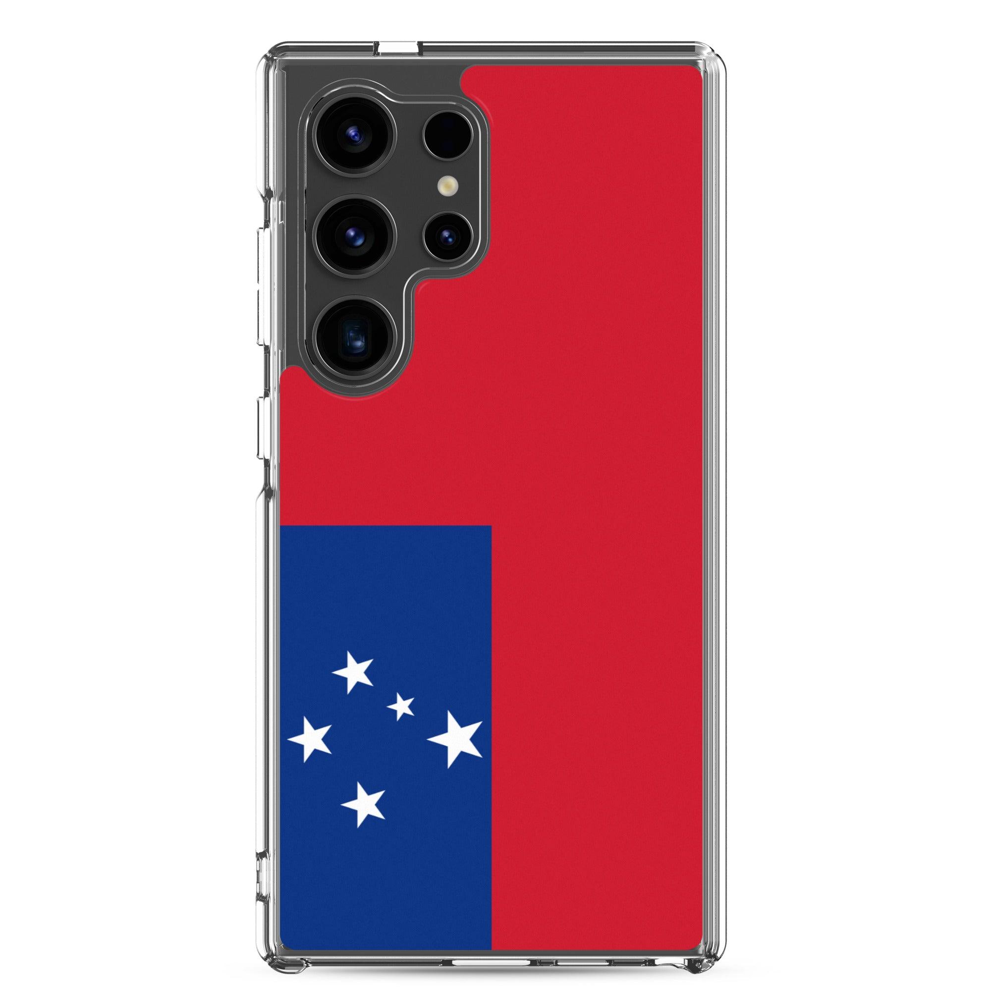 Coque de téléphone avec le design du drapeau des Samoa, en TPU flexible et durable, offrant une protection complète.