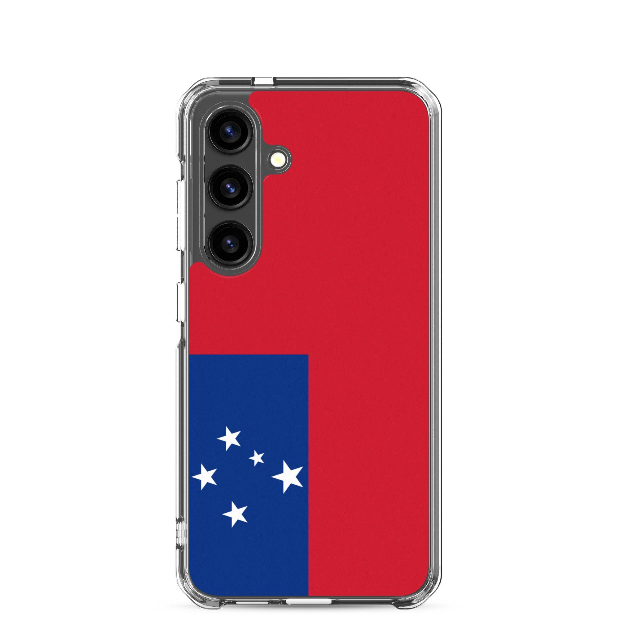 Coque de téléphone avec le design du drapeau des Samoa, en TPU flexible et durable, offrant une protection complète.