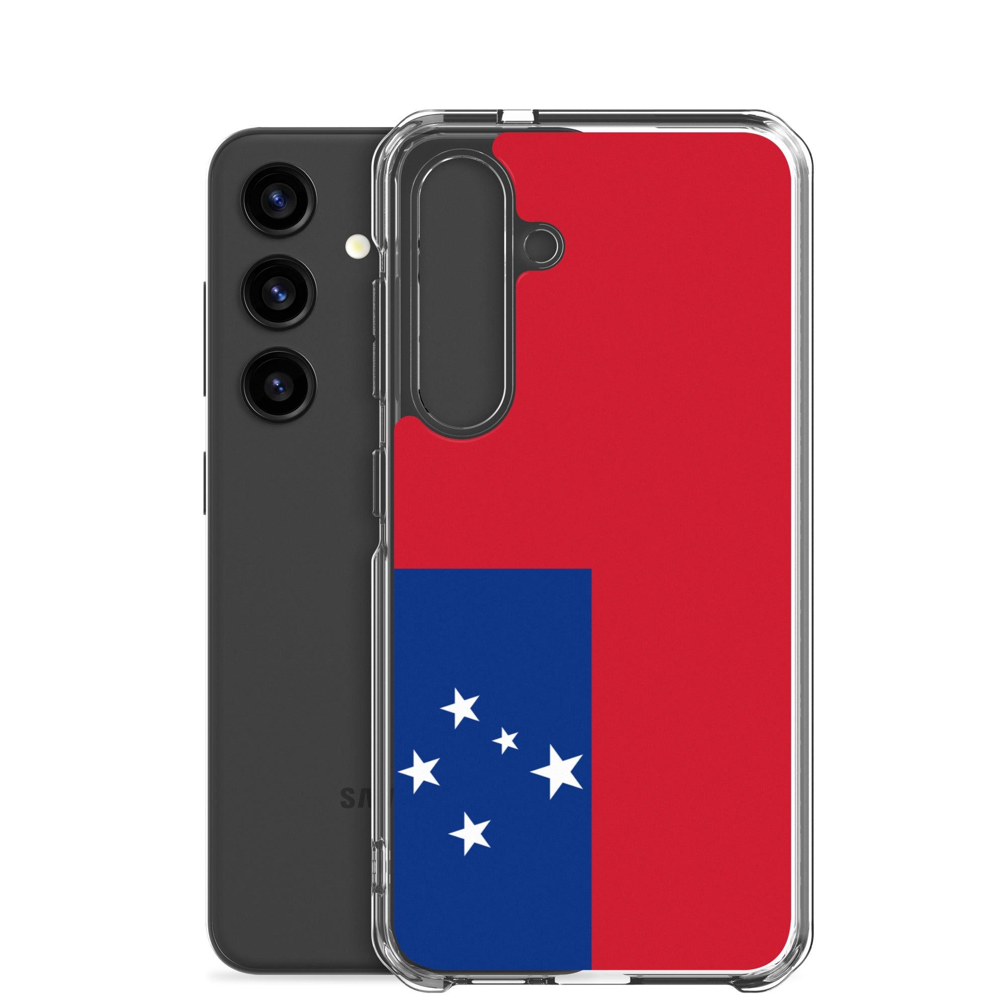 Coque de téléphone avec le design du drapeau des Samoa, en TPU flexible et durable, offrant une protection complète.