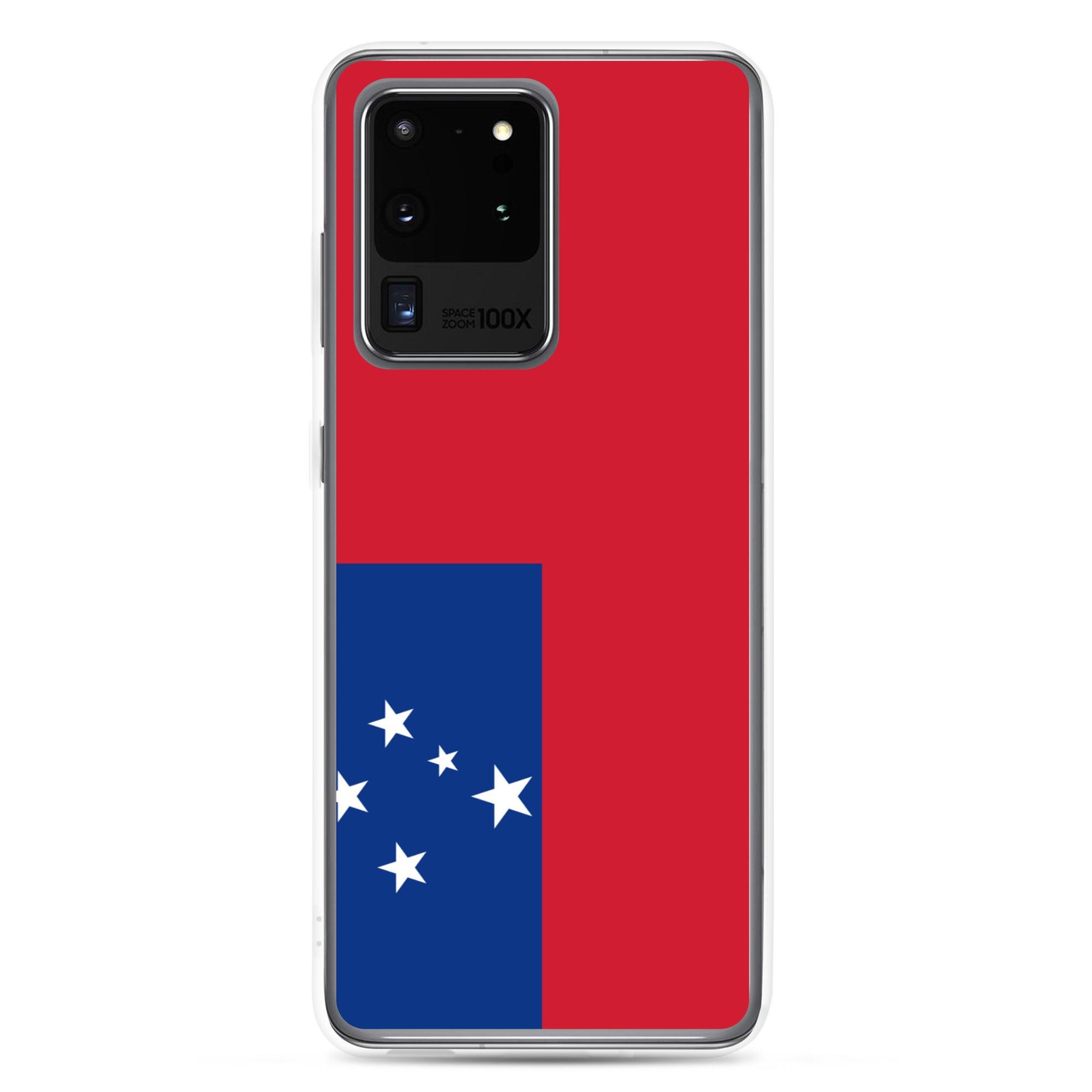 Coque de téléphone avec le design du drapeau des Samoa, en TPU flexible et durable, offrant une protection complète.