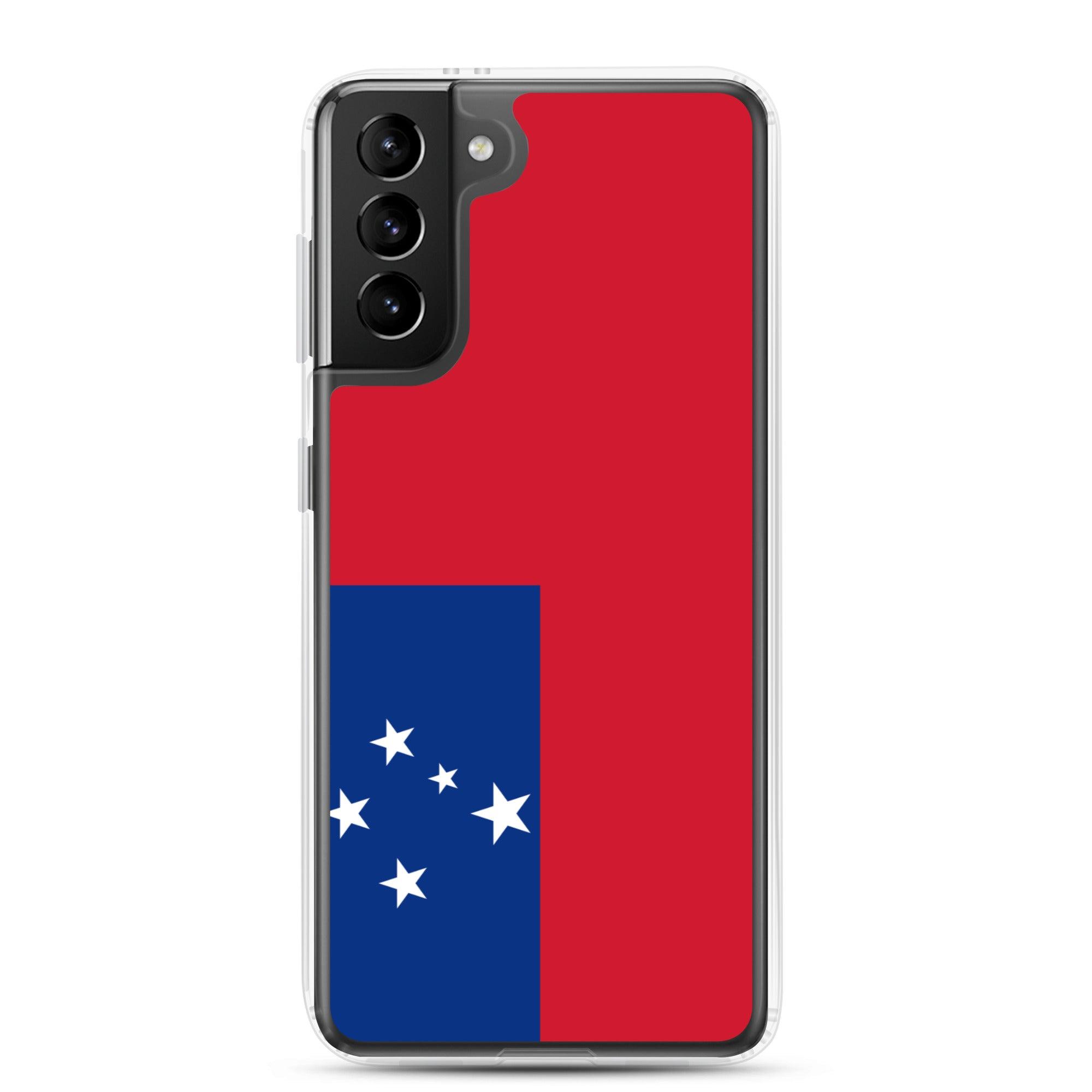 Coque de téléphone avec le design du drapeau des Samoa, en TPU flexible et durable, offrant une protection complète.
