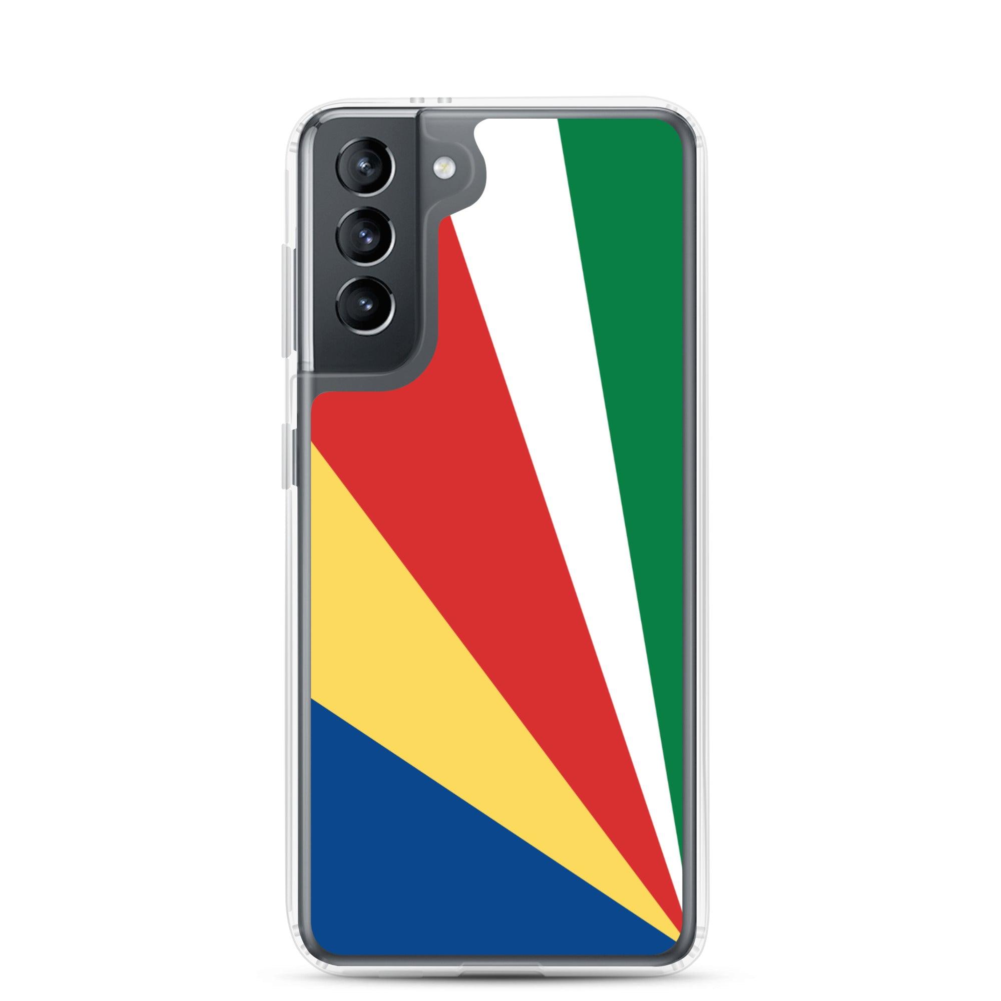 Coque de téléphone avec le drapeau des Seychelles, en TPU flexible, offrant une protection élégante et durable.