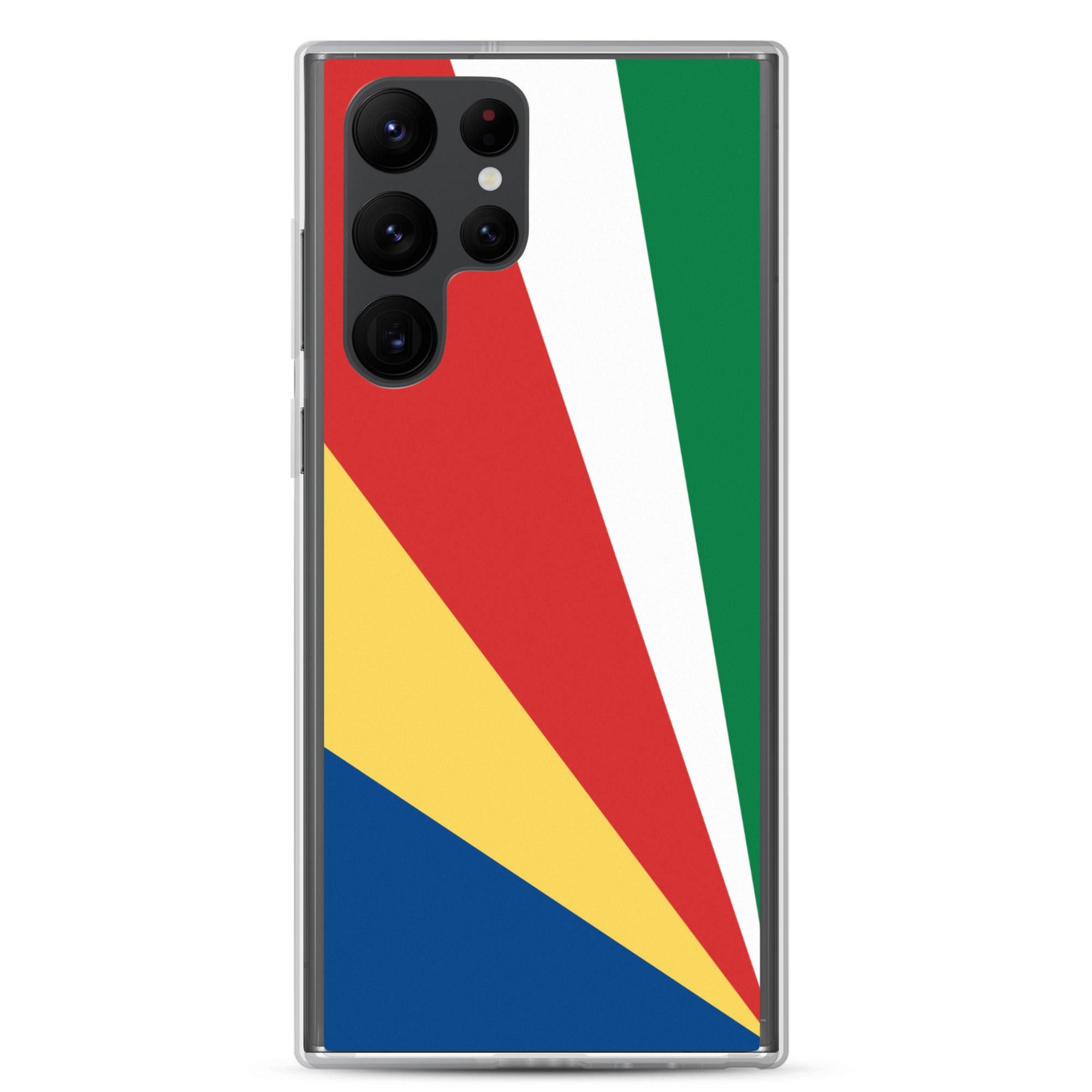 Coque de téléphone avec le drapeau des Seychelles, en TPU flexible, offrant une protection élégante et durable.