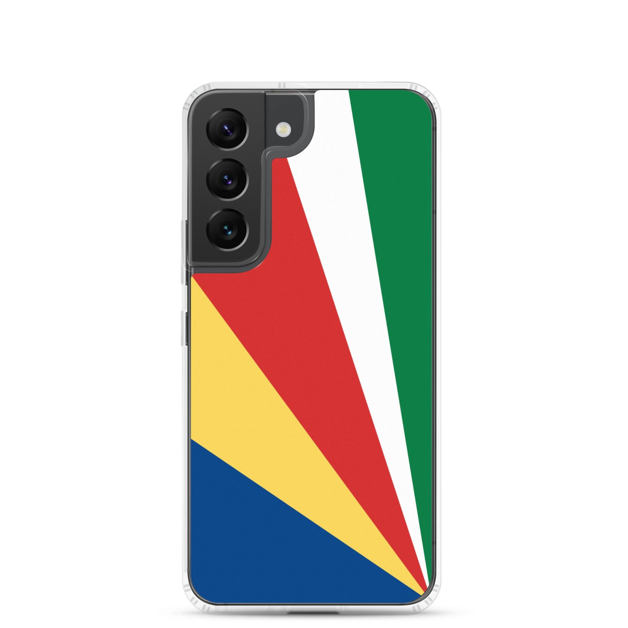 Coque de téléphone avec le drapeau des Seychelles, en TPU flexible, offrant une protection élégante et durable.