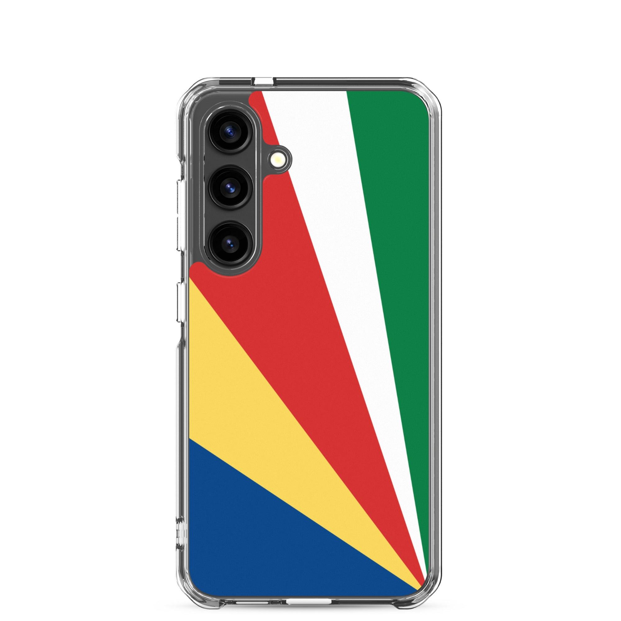 Coque de téléphone avec le drapeau des Seychelles, en TPU flexible, offrant une protection élégante et durable.