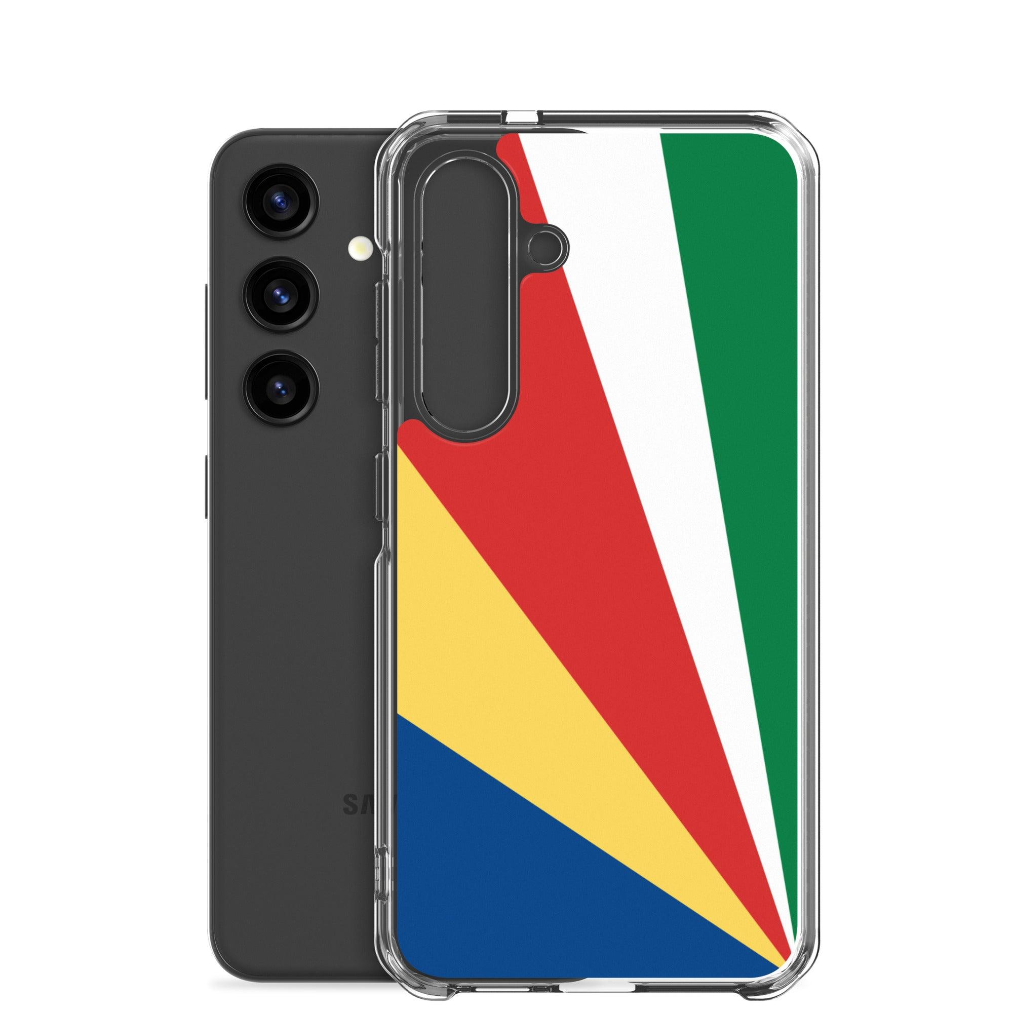 Coque de téléphone avec le drapeau des Seychelles, en TPU flexible, offrant une protection élégante et durable.