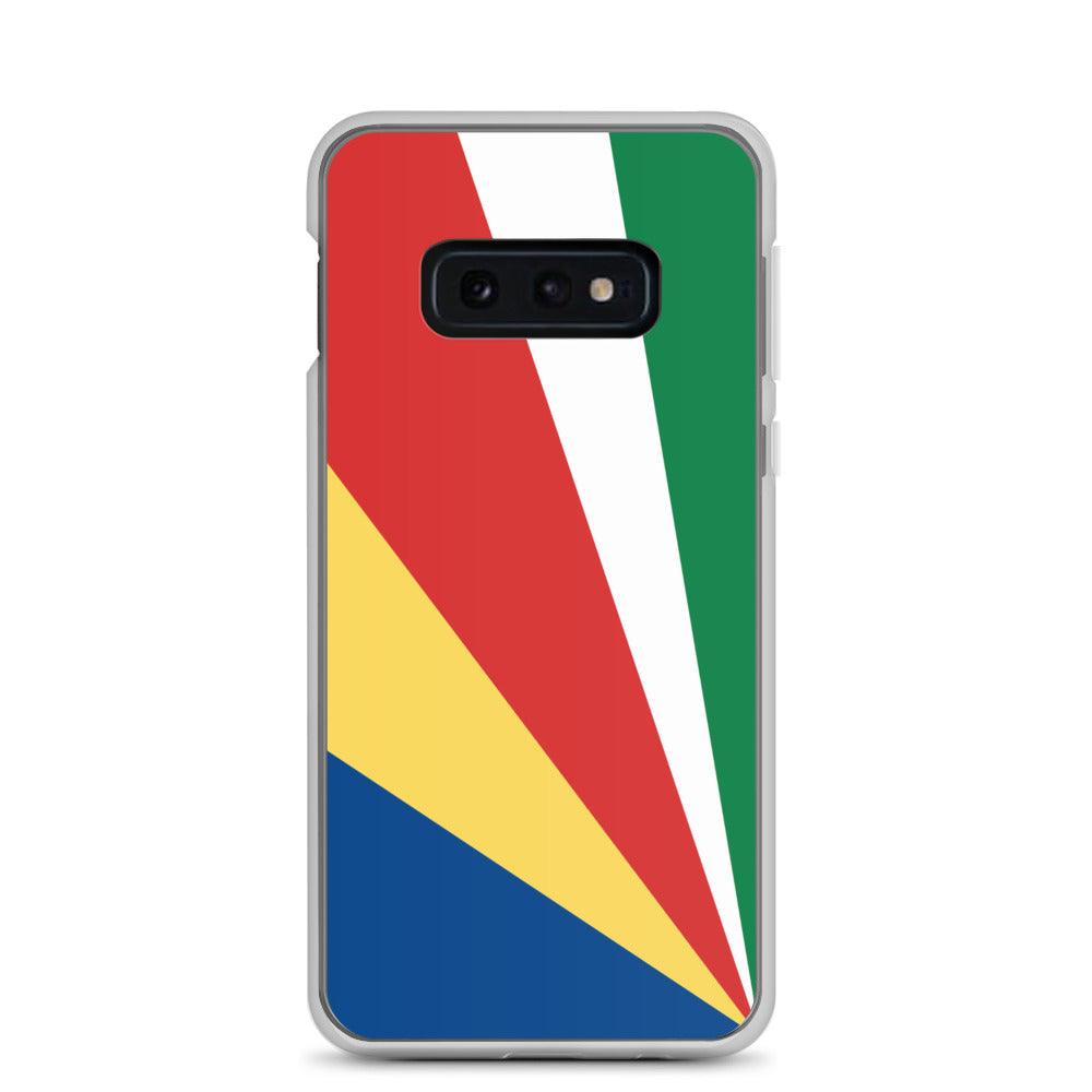 Coque de téléphone avec le drapeau des Seychelles, en TPU flexible, offrant une protection élégante et durable.