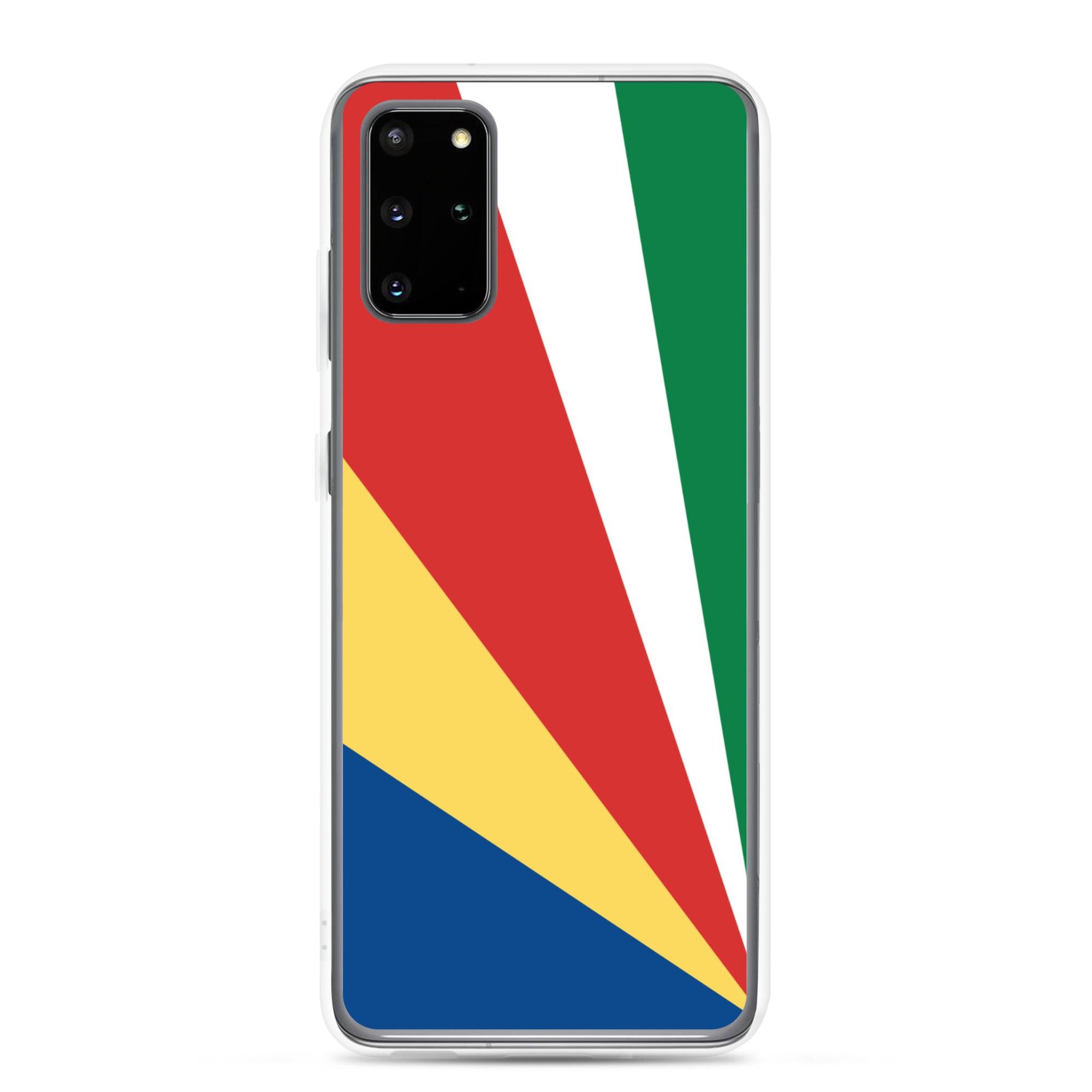 Coque de téléphone avec le drapeau des Seychelles, en TPU flexible, offrant une protection élégante et durable.
