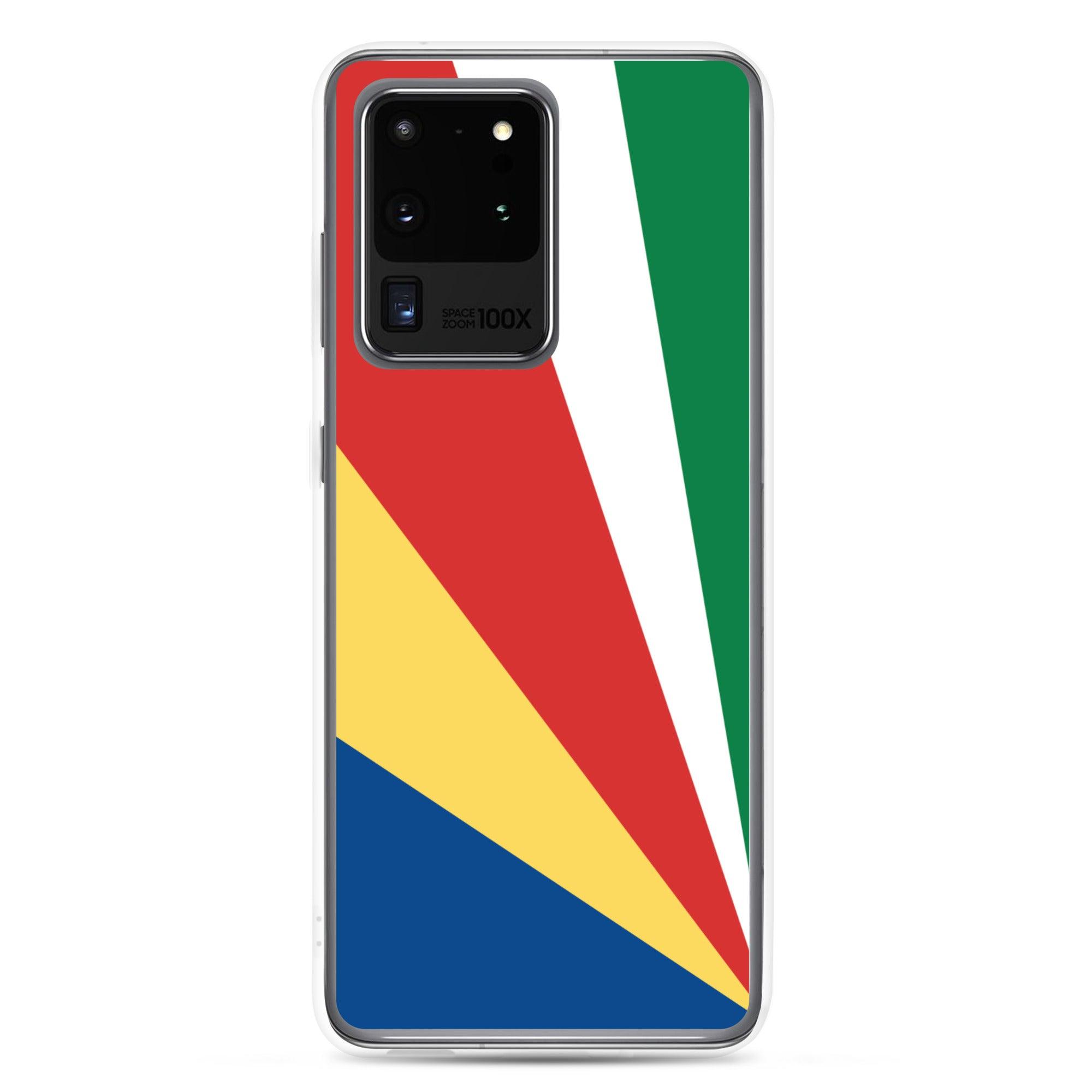 Coque de téléphone avec le drapeau des Seychelles, en TPU flexible, offrant une protection élégante et durable.