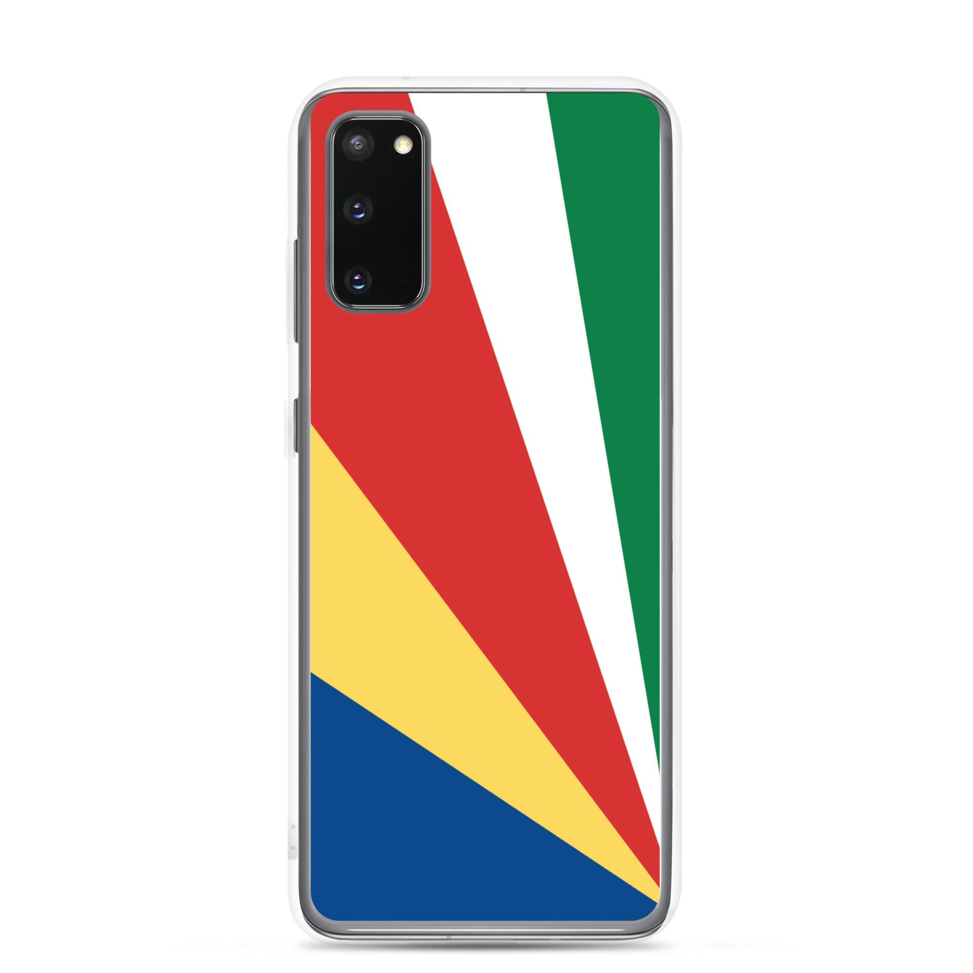 Coque de téléphone avec le drapeau des Seychelles, en TPU flexible, offrant une protection élégante et durable.