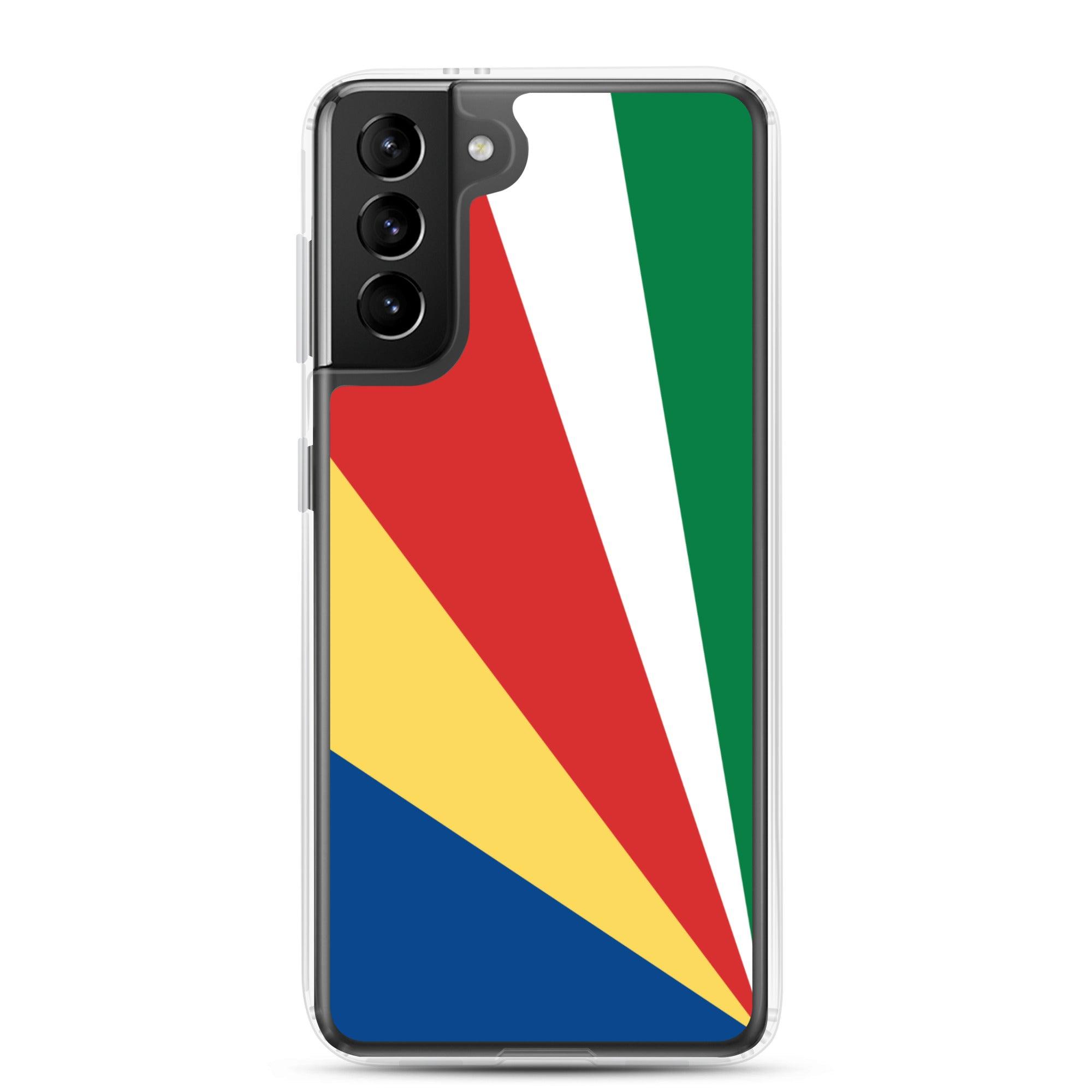 Coque de téléphone avec le drapeau des Seychelles, en TPU flexible, offrant une protection élégante et durable.