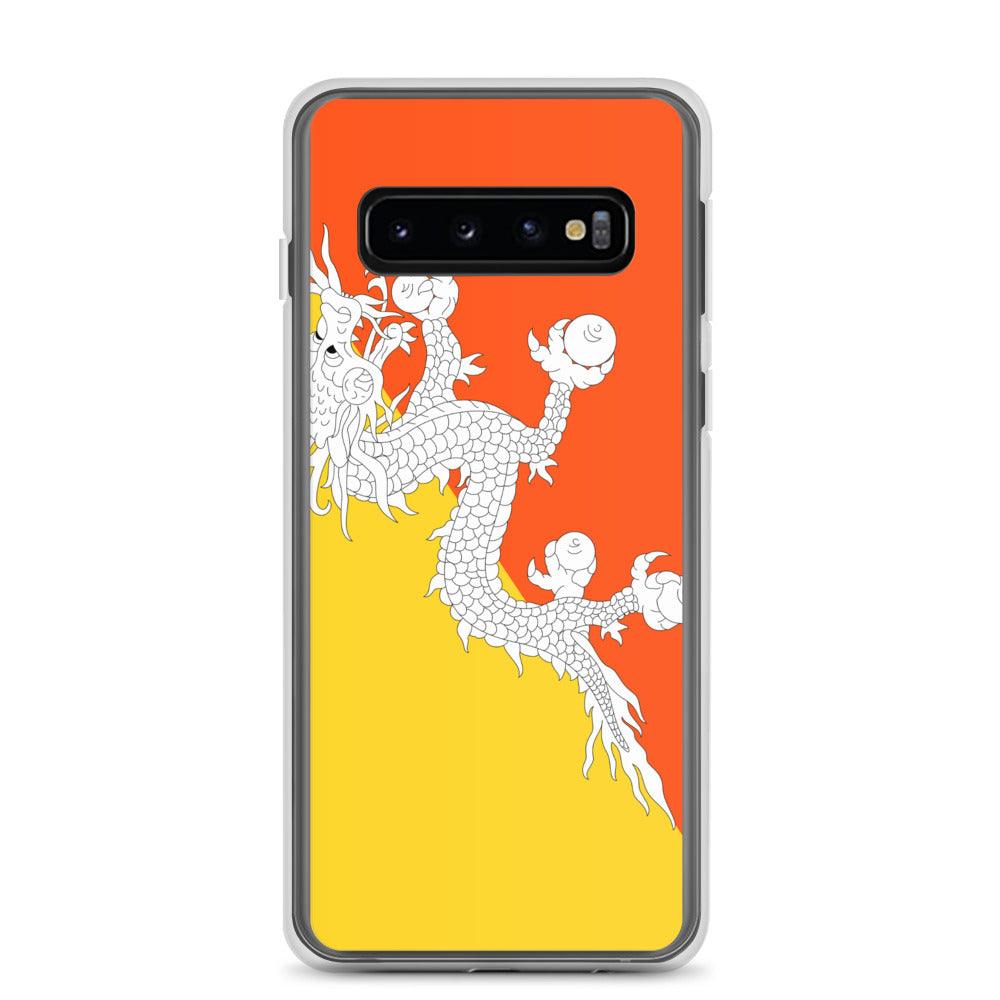 Coque de téléphone avec le drapeau du Bhoutan, en TPU, offrant protection et style.