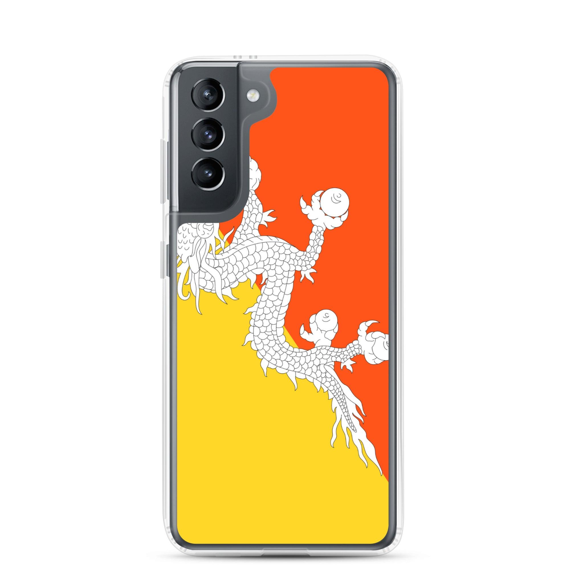 Coque de téléphone avec le drapeau du Bhoutan, en TPU, offrant protection et style.