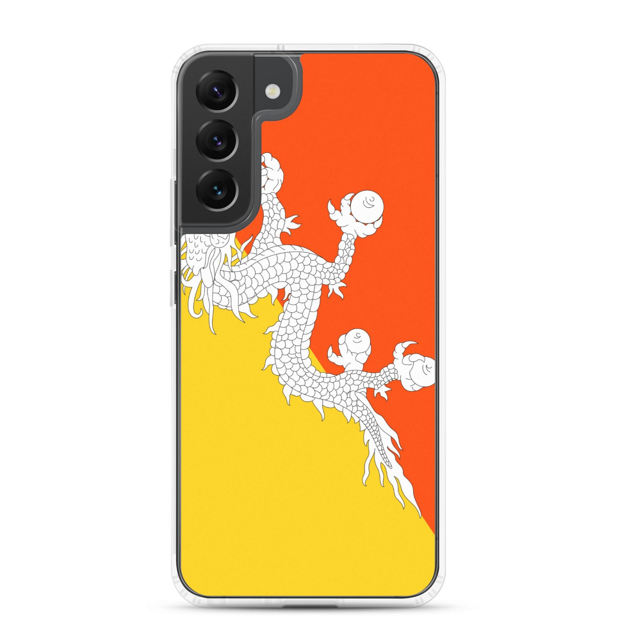 Coque de téléphone avec le drapeau du Bhoutan, en TPU, offrant protection et style.