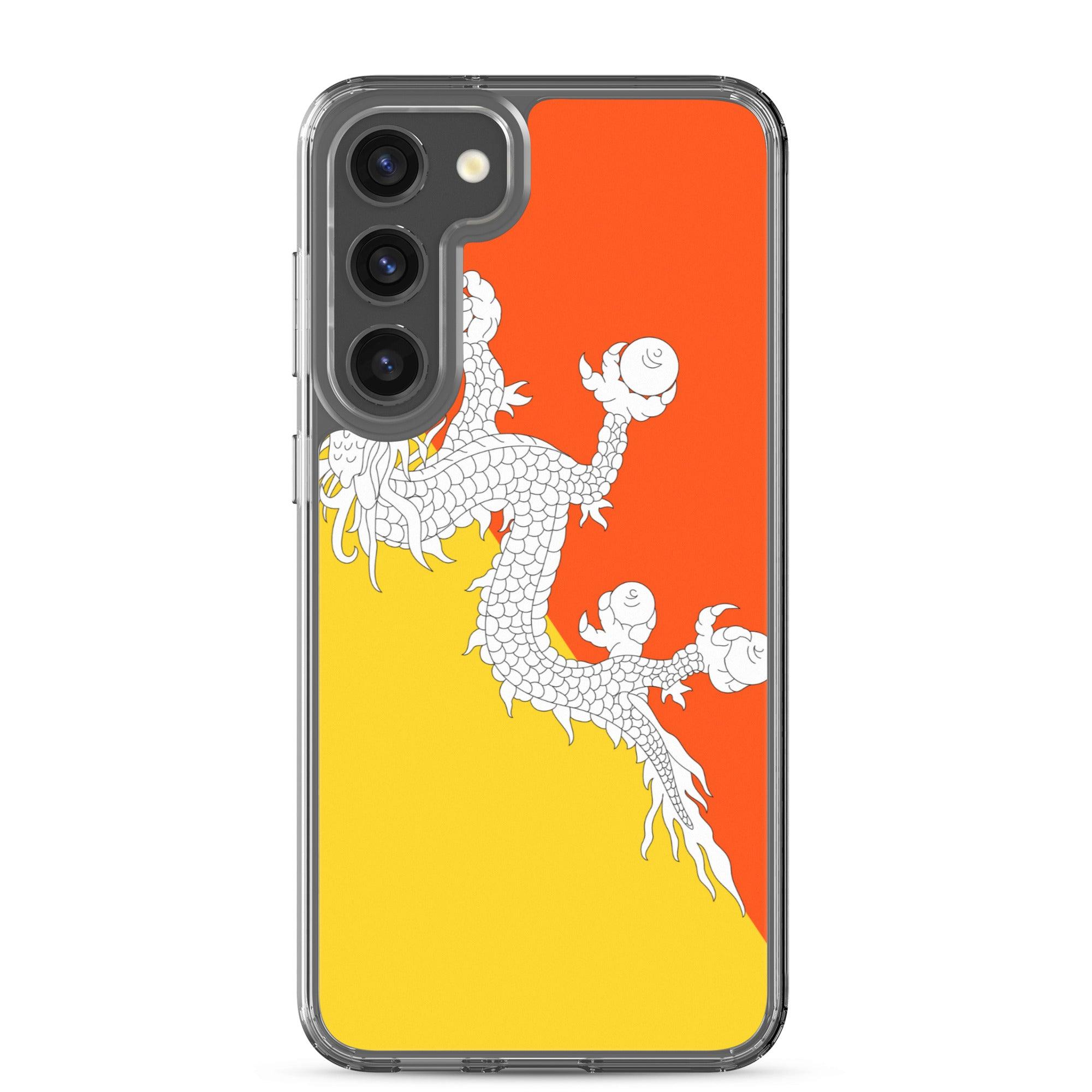 Coque de téléphone avec le drapeau du Bhoutan, en TPU, offrant protection et style.