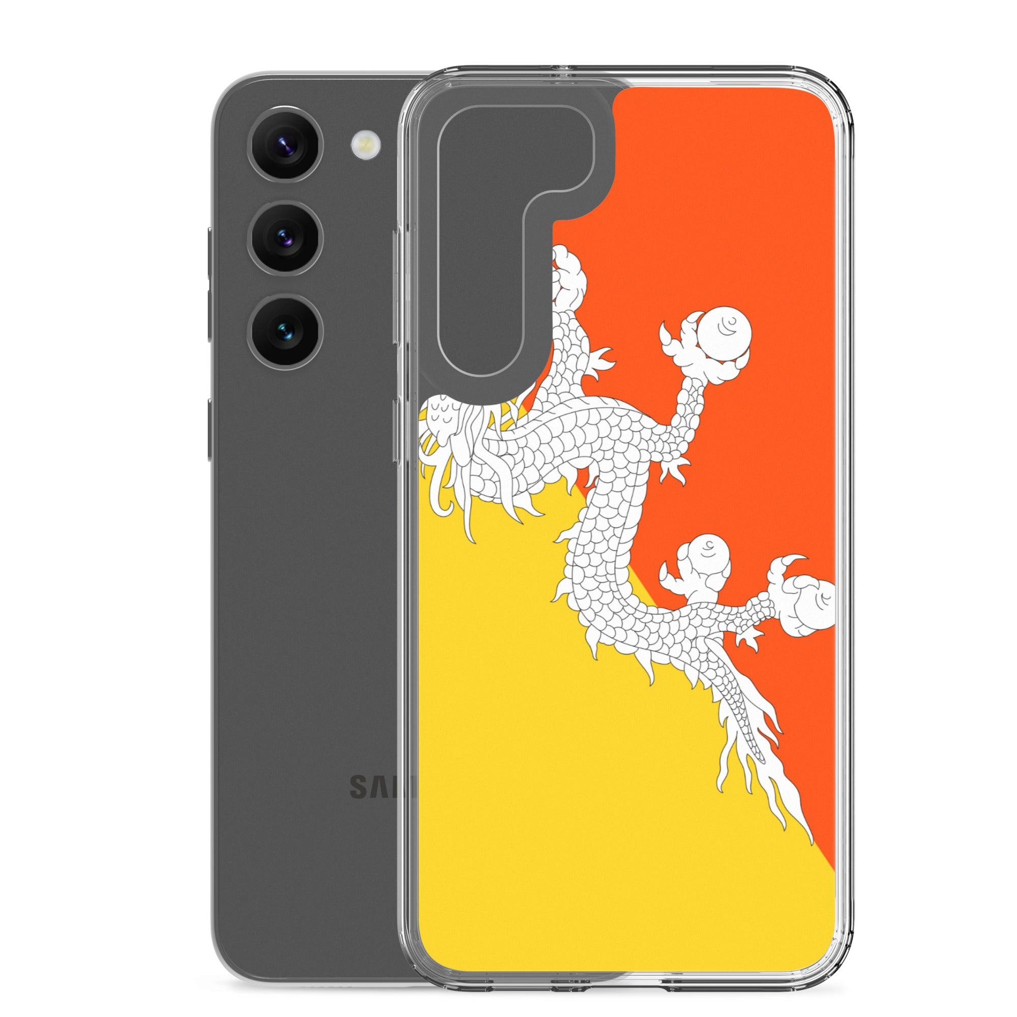 Coque de téléphone avec le drapeau du Bhoutan, en TPU, offrant protection et style.