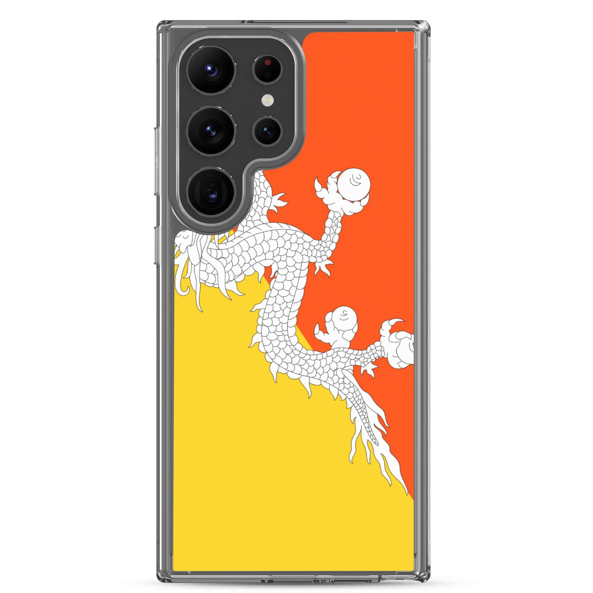 Coque de téléphone avec le drapeau du Bhoutan, en TPU, offrant protection et style.