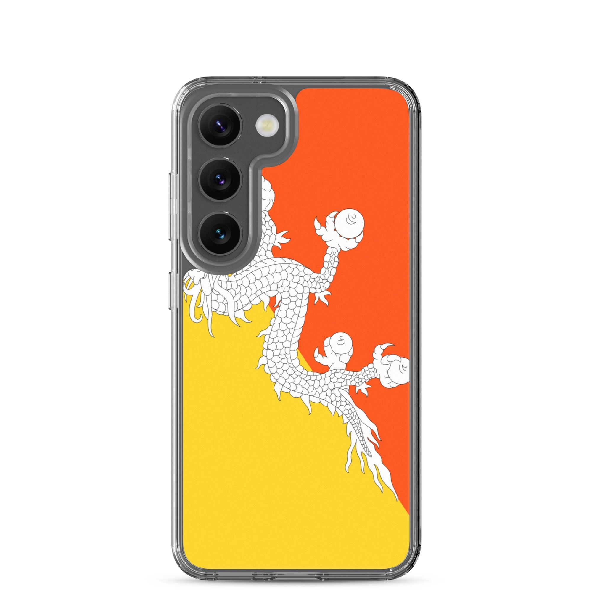 Coque de téléphone avec le drapeau du Bhoutan, en TPU, offrant protection et style.