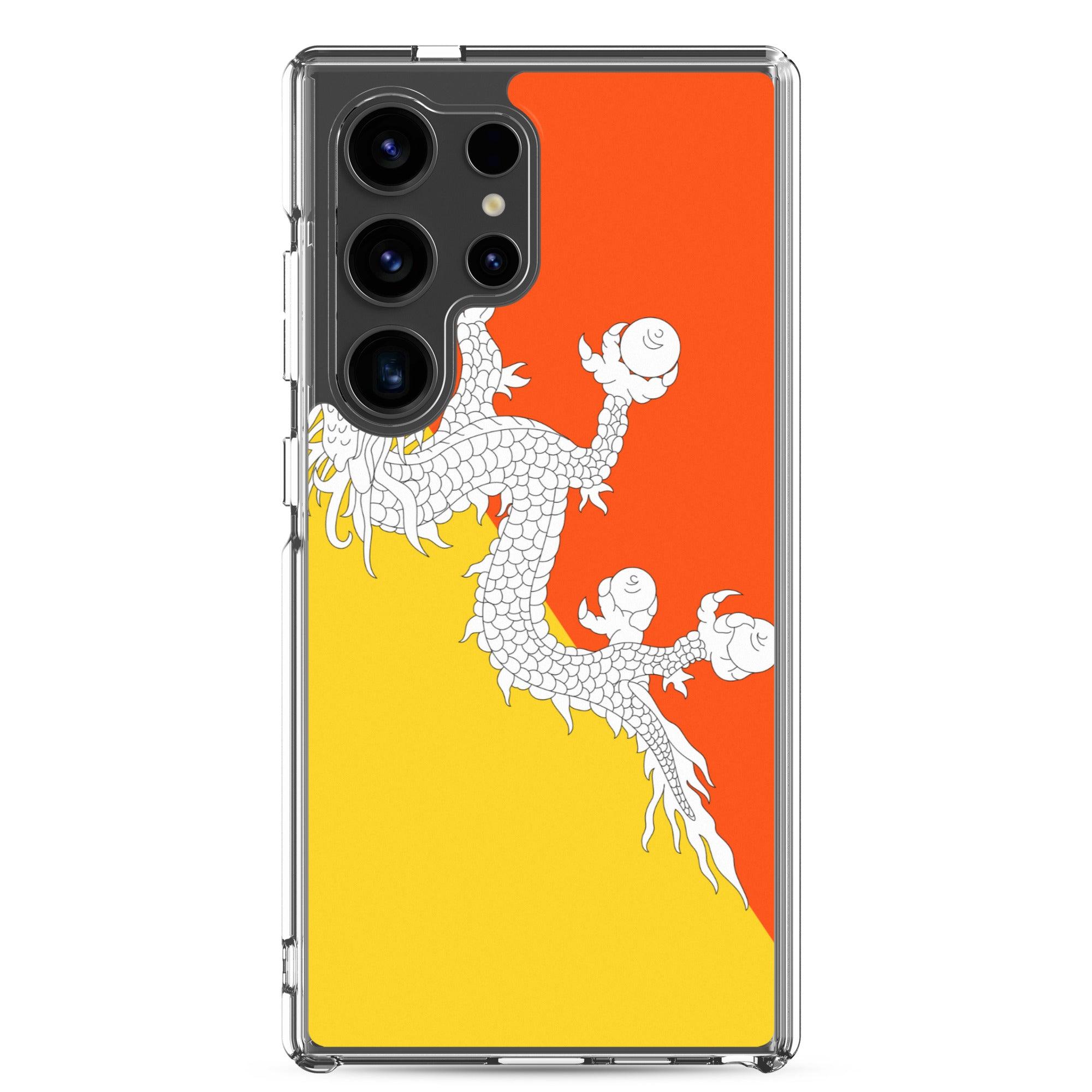 Coque de téléphone avec le drapeau du Bhoutan, en TPU, offrant protection et style.