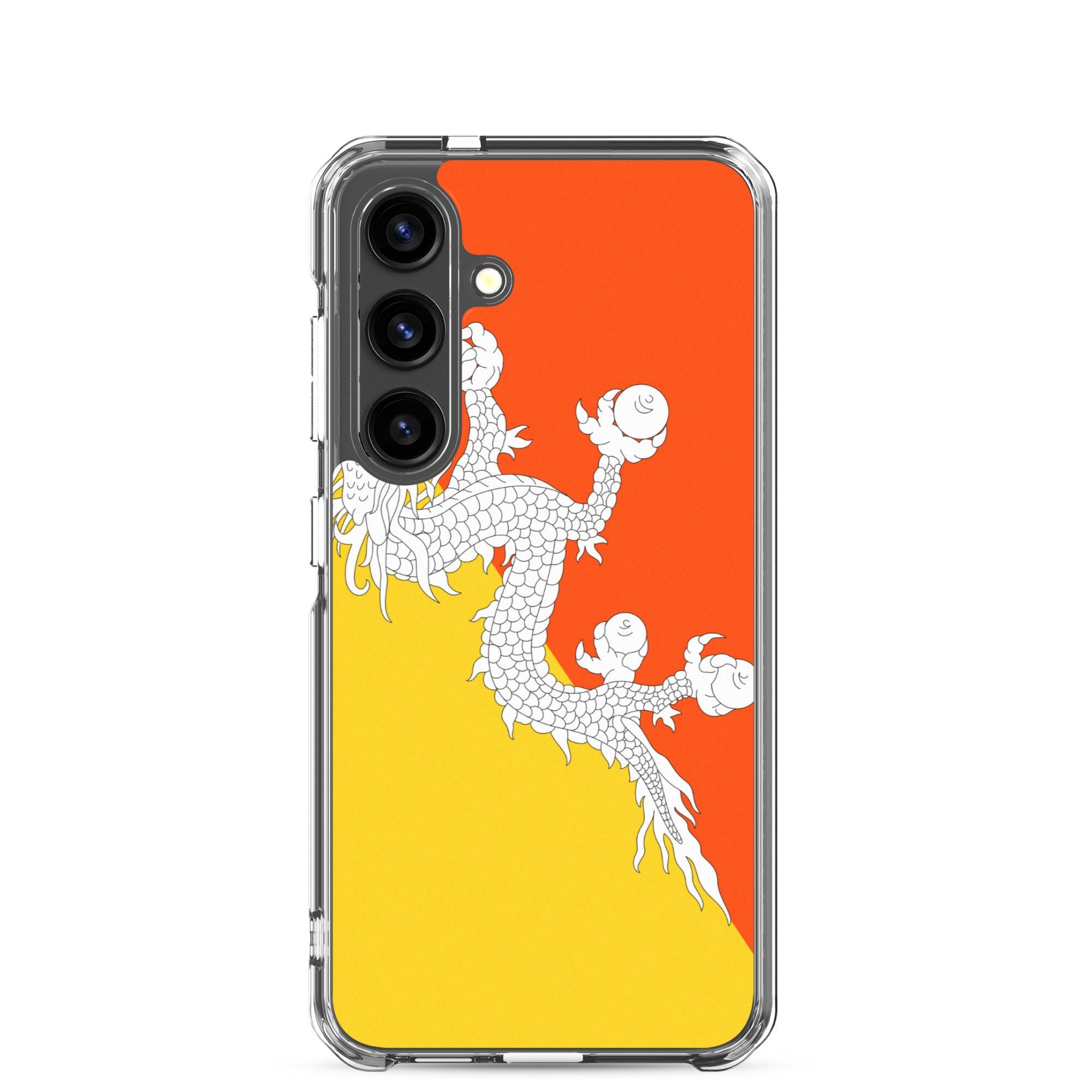 Coque de téléphone avec le drapeau du Bhoutan, en TPU, offrant protection et style.